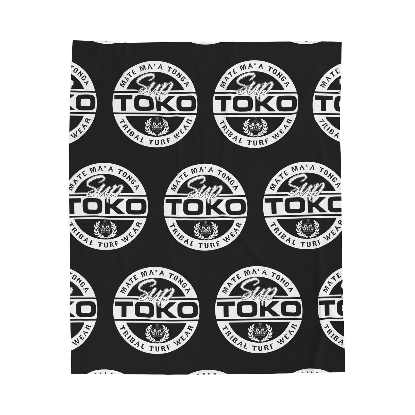 SUP TOKO TTW Velveteen Plush Blanket, Black Tribal Turf Wear Design