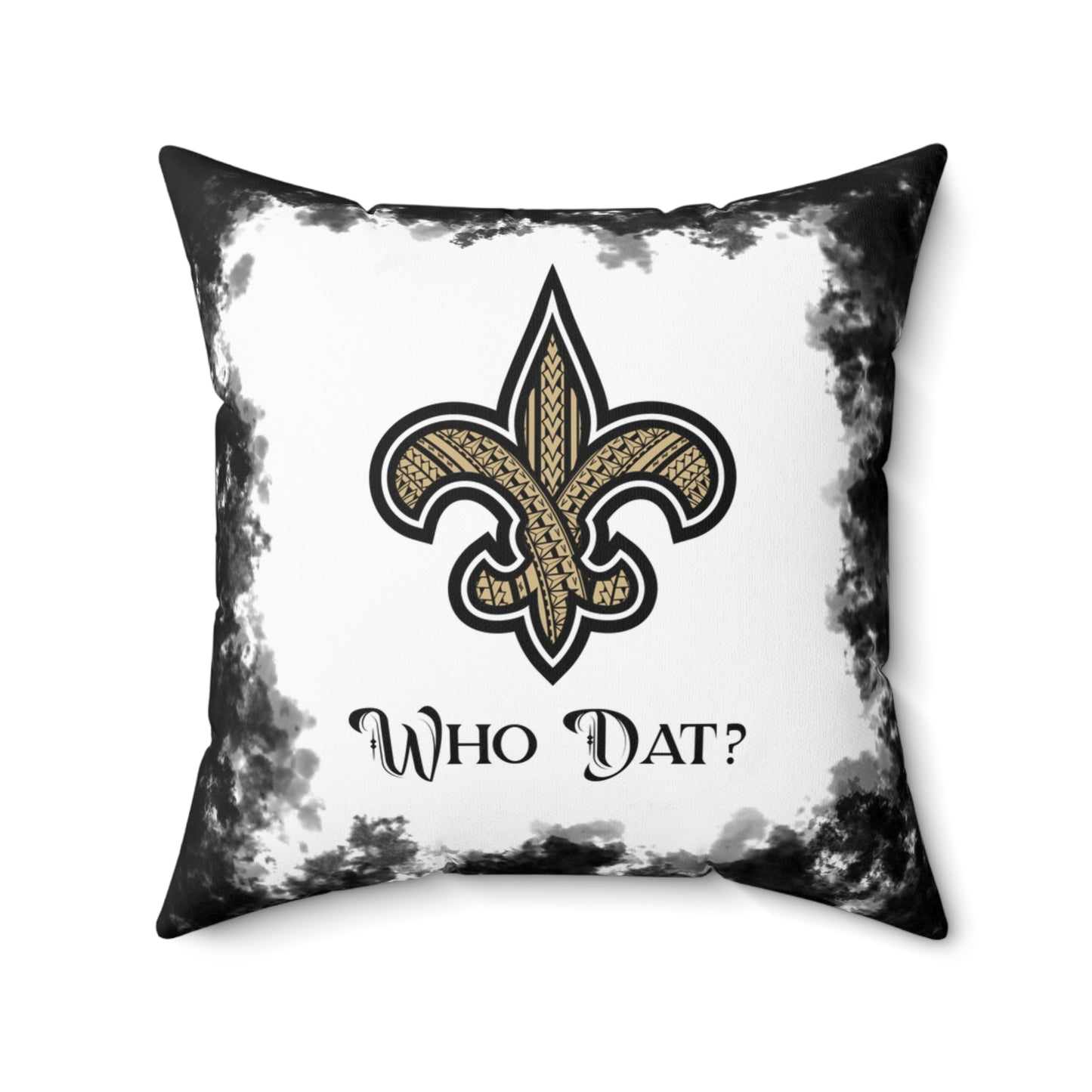 Who Dat Tribal Faux Suede Square Pillow Saints Tribal, Fan Cave Gift
