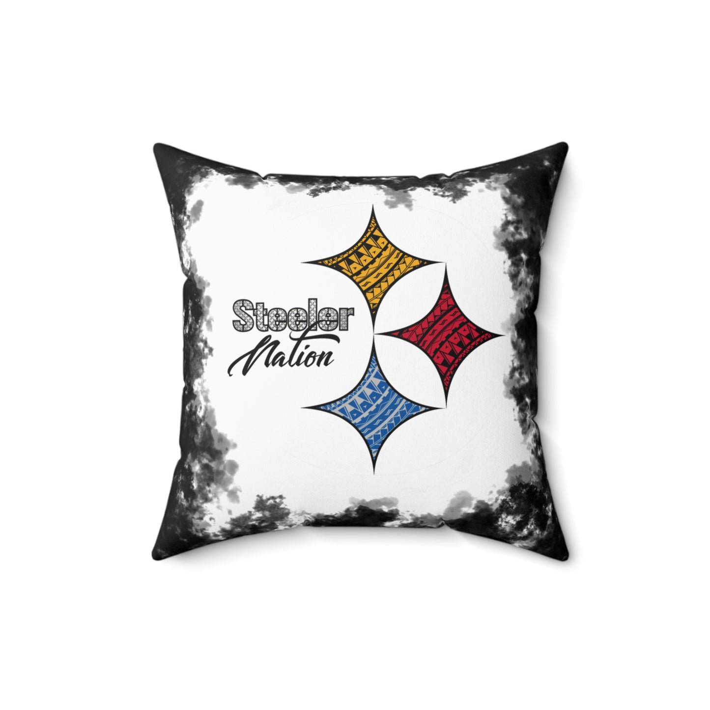 Steeler Nation Tribal Faux Suede Square Pillow Steelers Tribal Faux