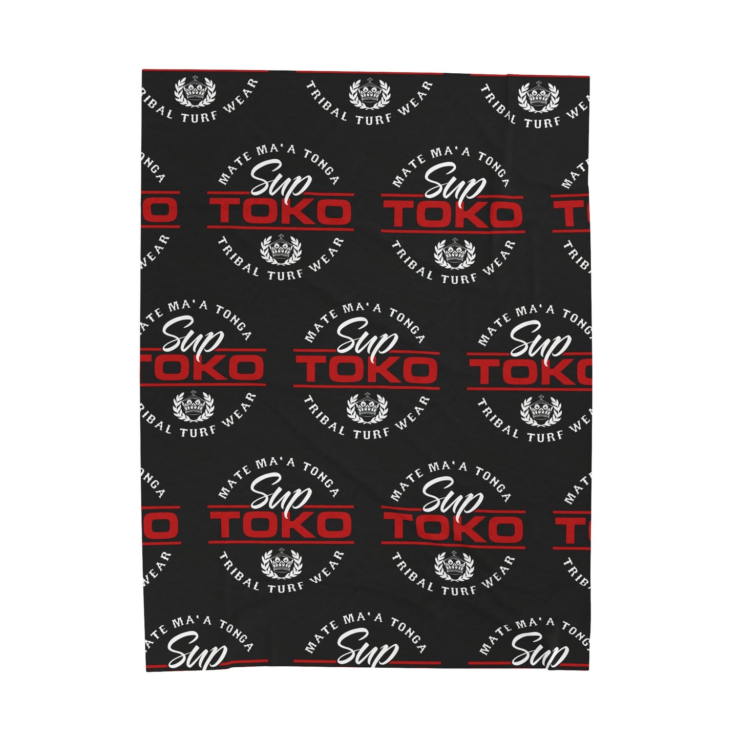 SUP TOKO TTW Velveteen Plush Blanket, Black Tribal Turf Wear Design