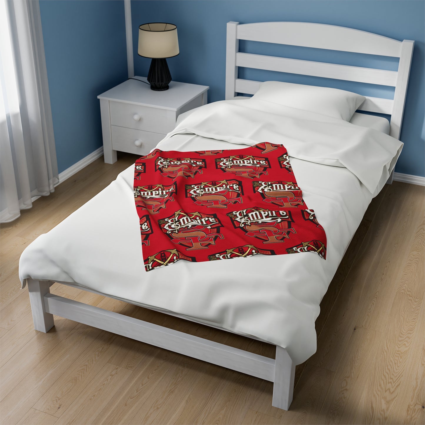 THE EMPIRE Velveteen Plush Blanket, Red Empire Niners Custom