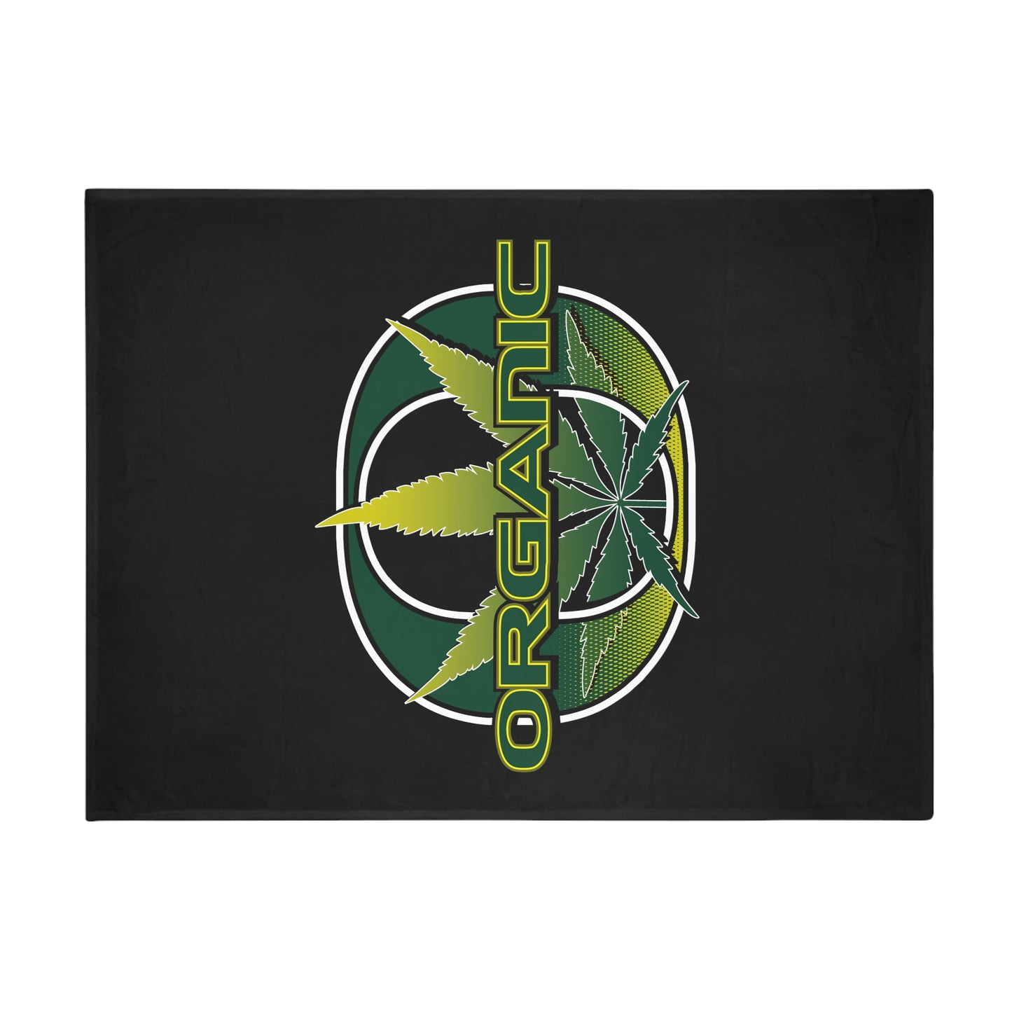 ORGANIC LEAF Plush Fleece Blanket, Black Oregon Motif Tribal Leaf
