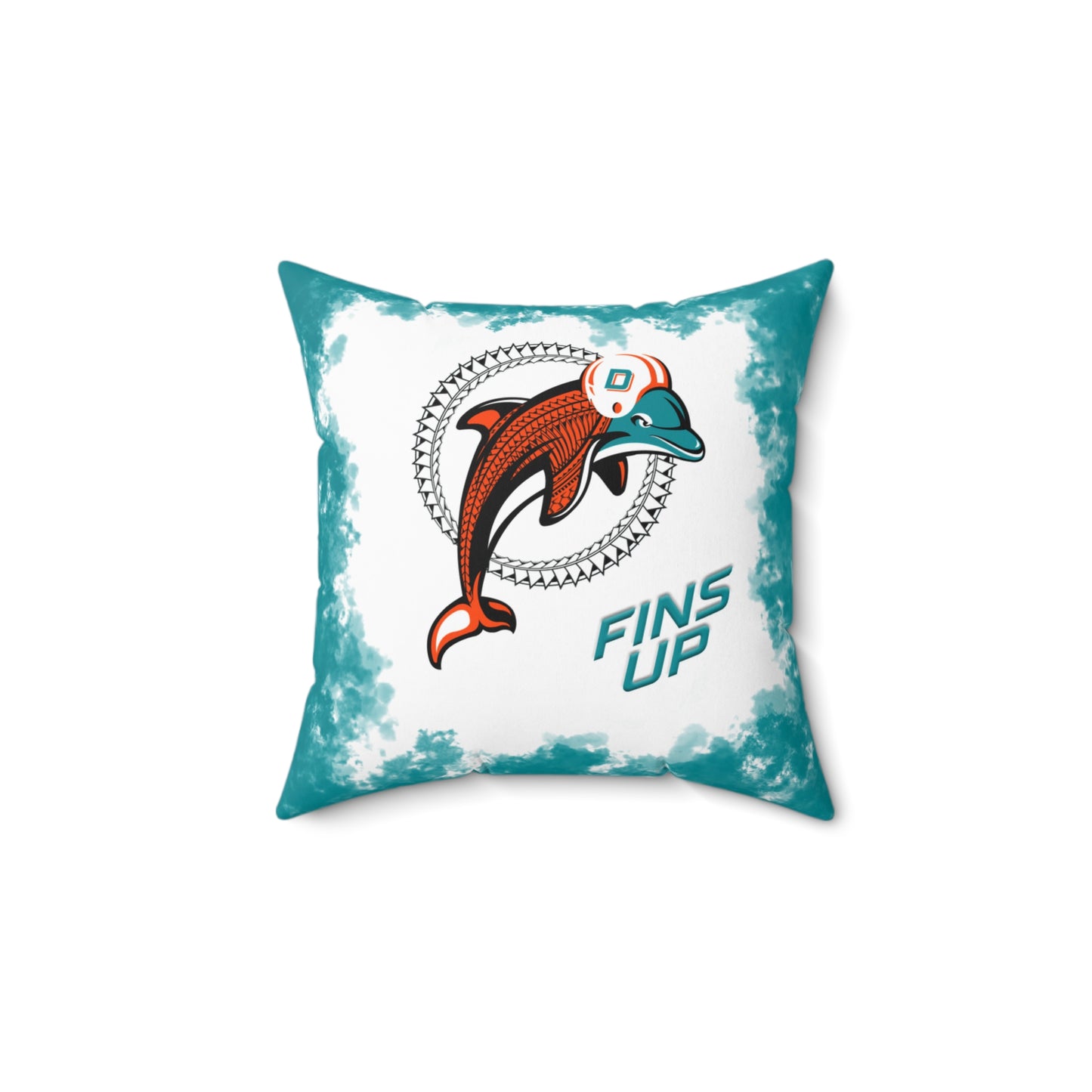 Fins Up Tribal Faux Suede Square Pillow Dolphins Tribal Faux Suede