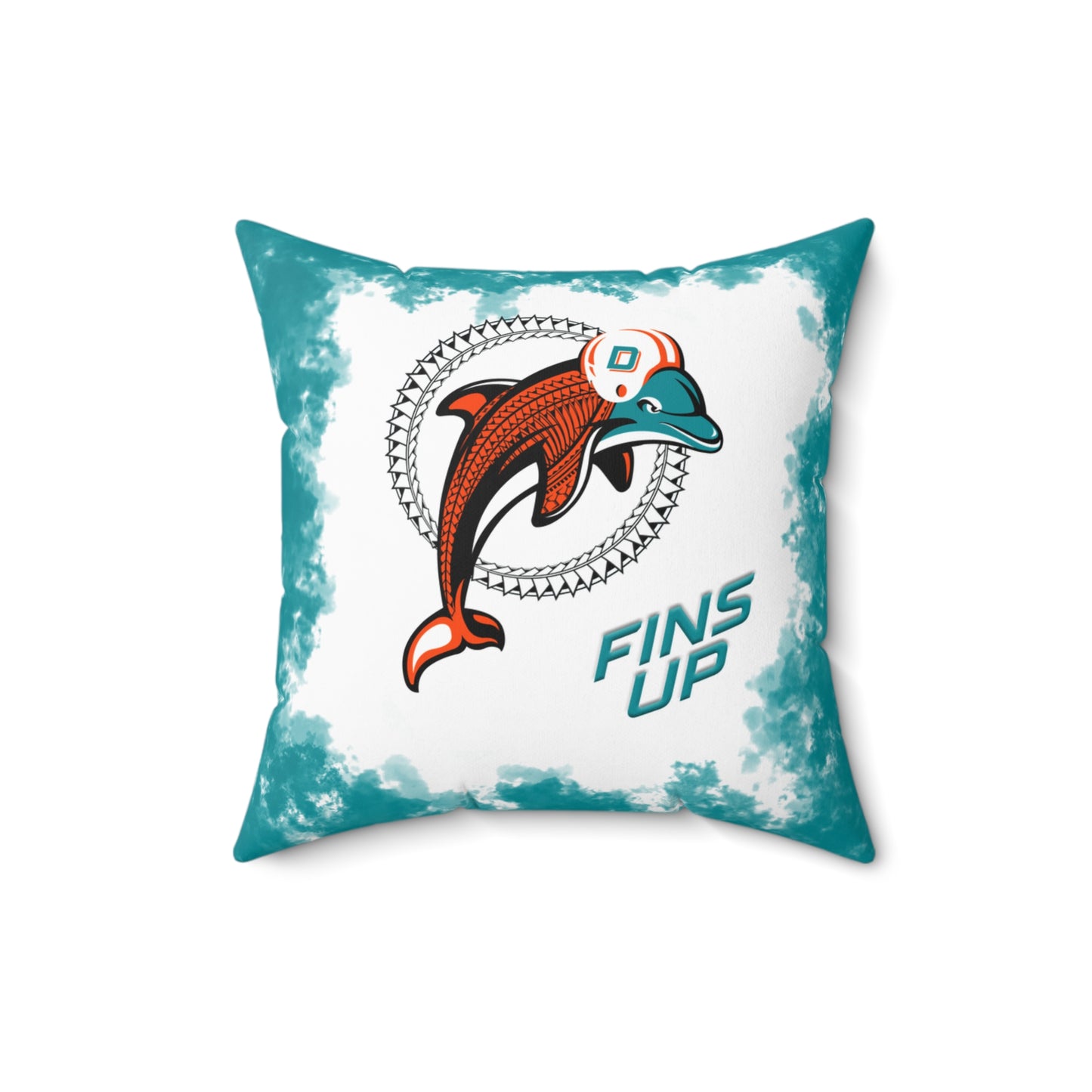 Fins Up Tribal Faux Suede Square Pillow Dolphins Tribal Faux Suede