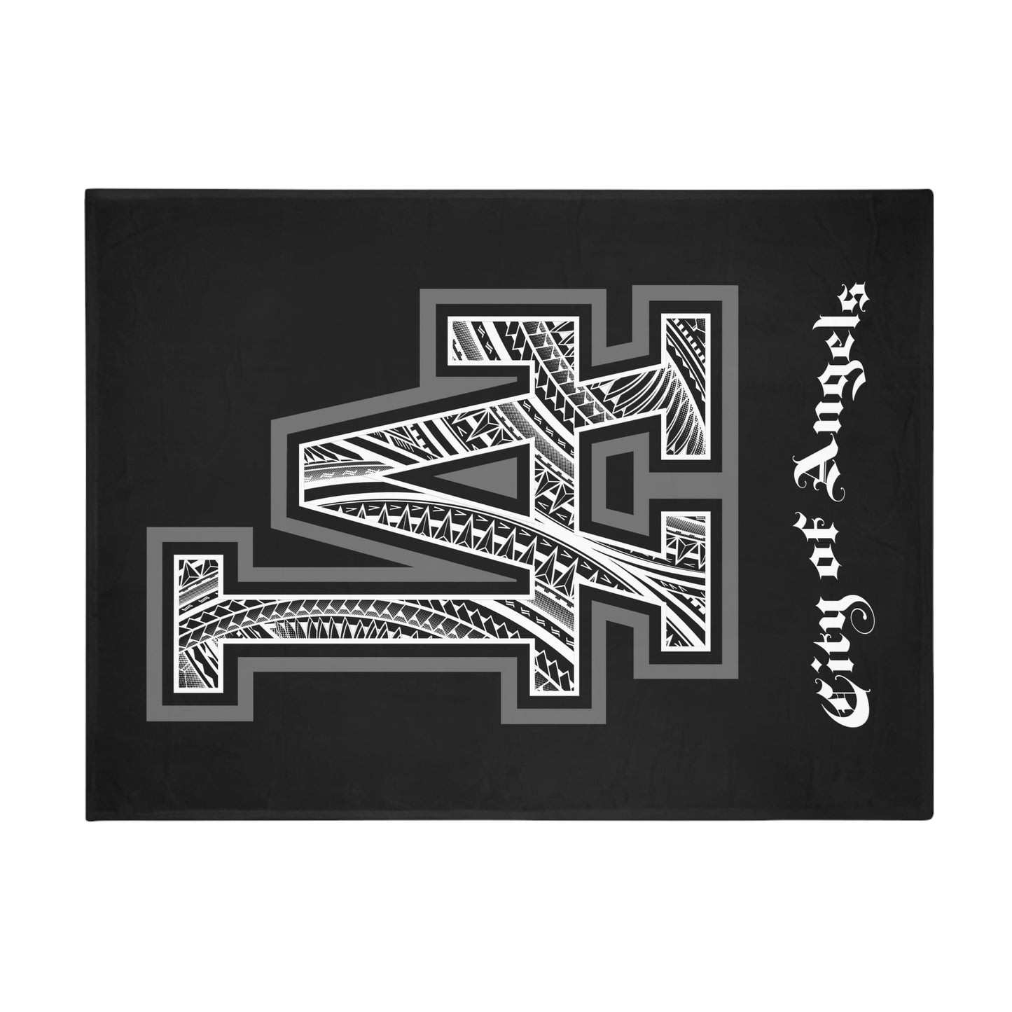 LA TRIBAL Plush Fleece Blanket, Black City of Angels, LA Tribal Turf