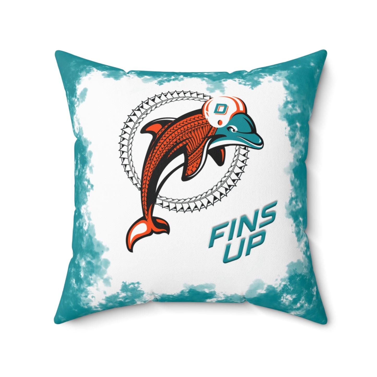 Fins Up Tribal Faux Suede Square Pillow Dolphins Tribal Faux Suede