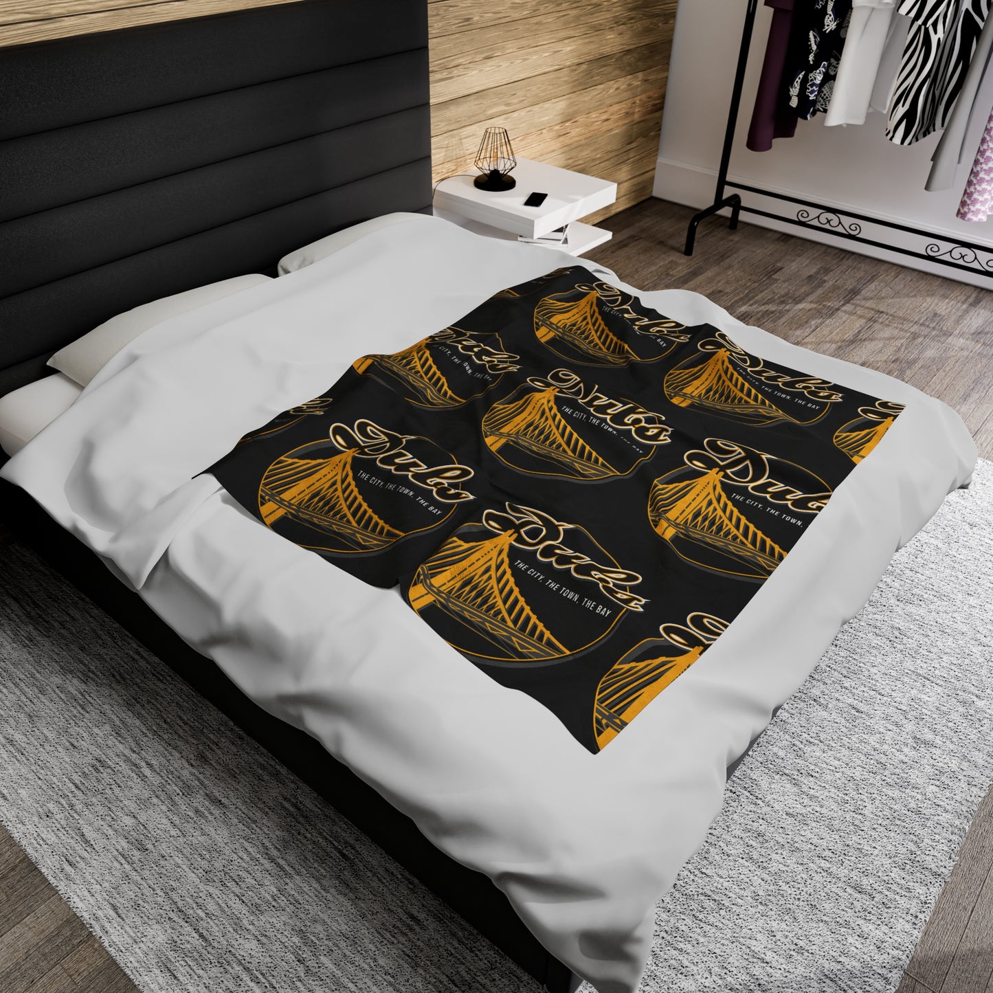 DUBS Velveteen Plush Blanket, Black Bay Area Dubs Custom Bridge