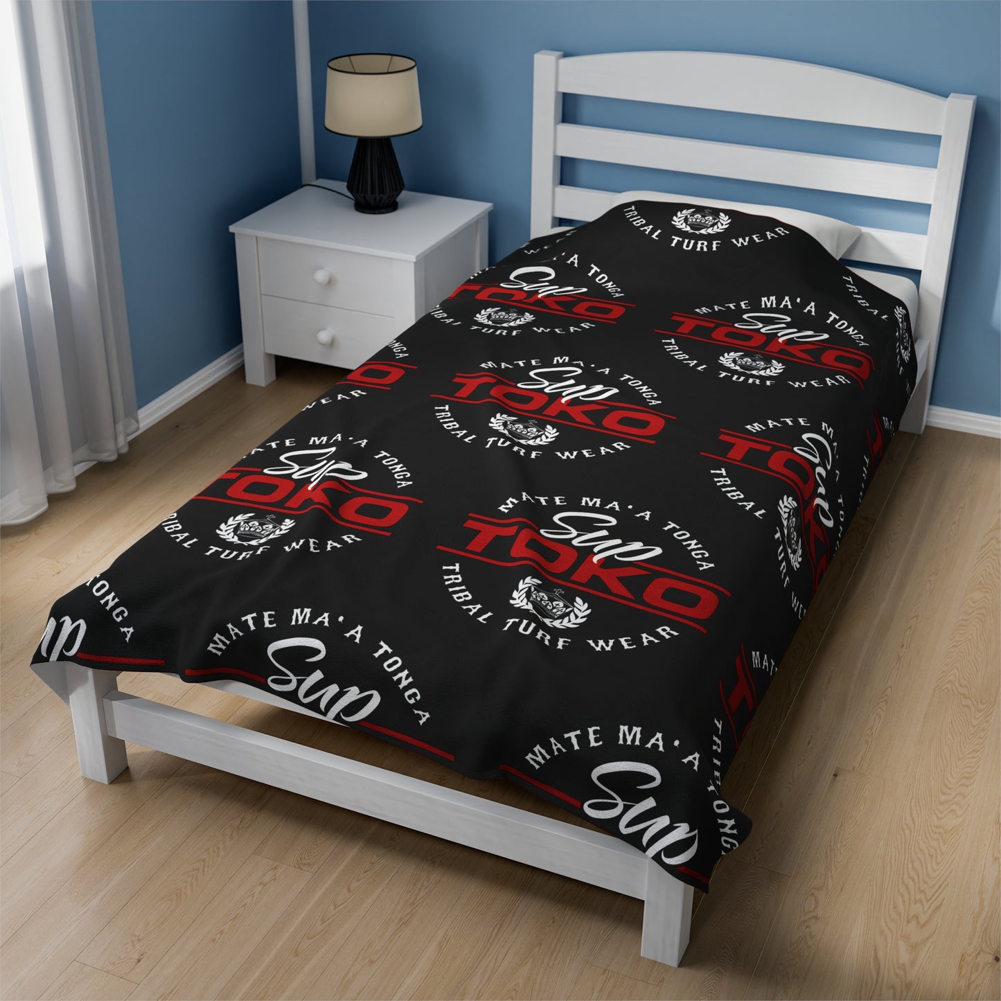 SUP TOKO TTW Velveteen Plush Blanket, Black Tribal Turf Wear Design