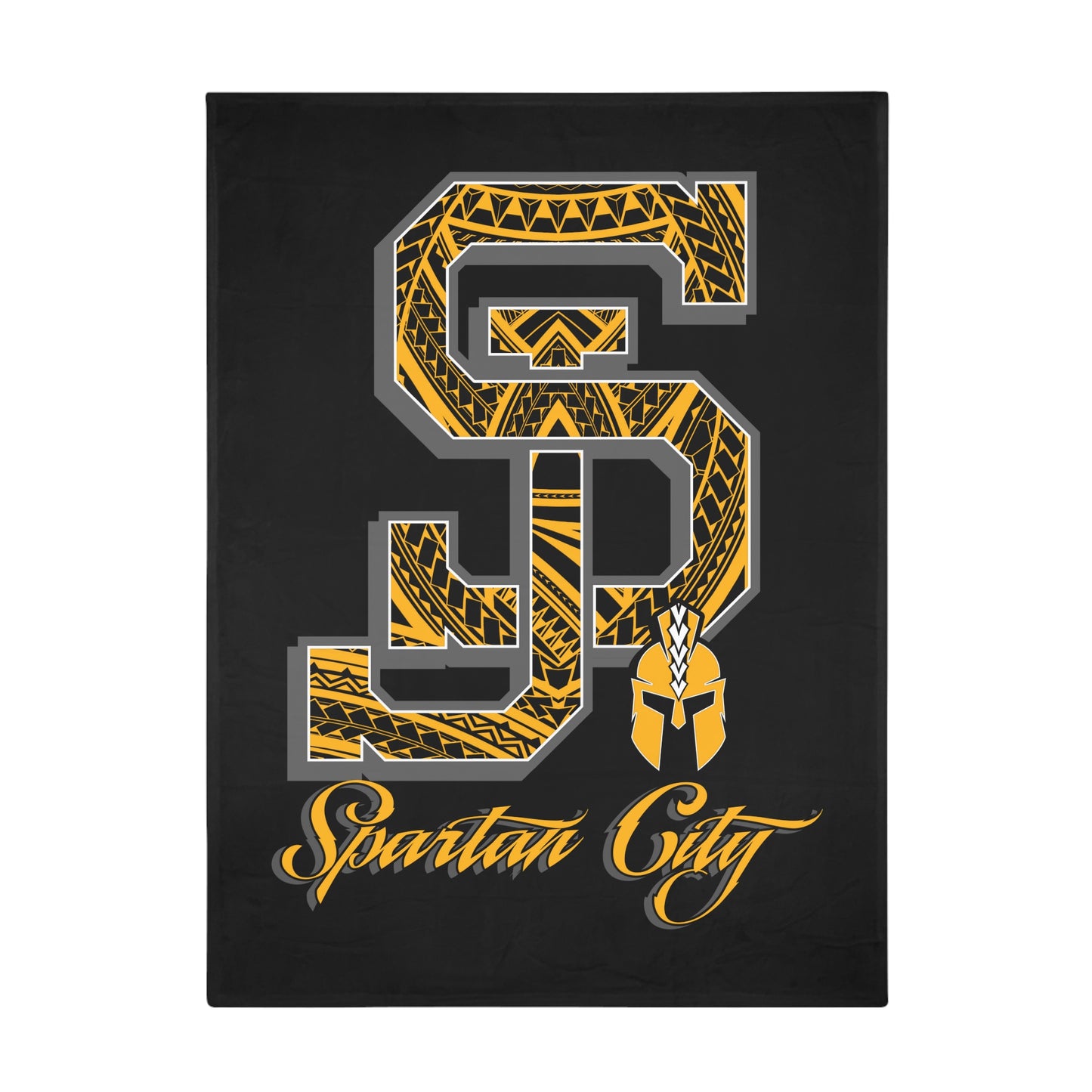SJ SPARTAN CITY Plush Fleece Blanket, Black Custom SJ