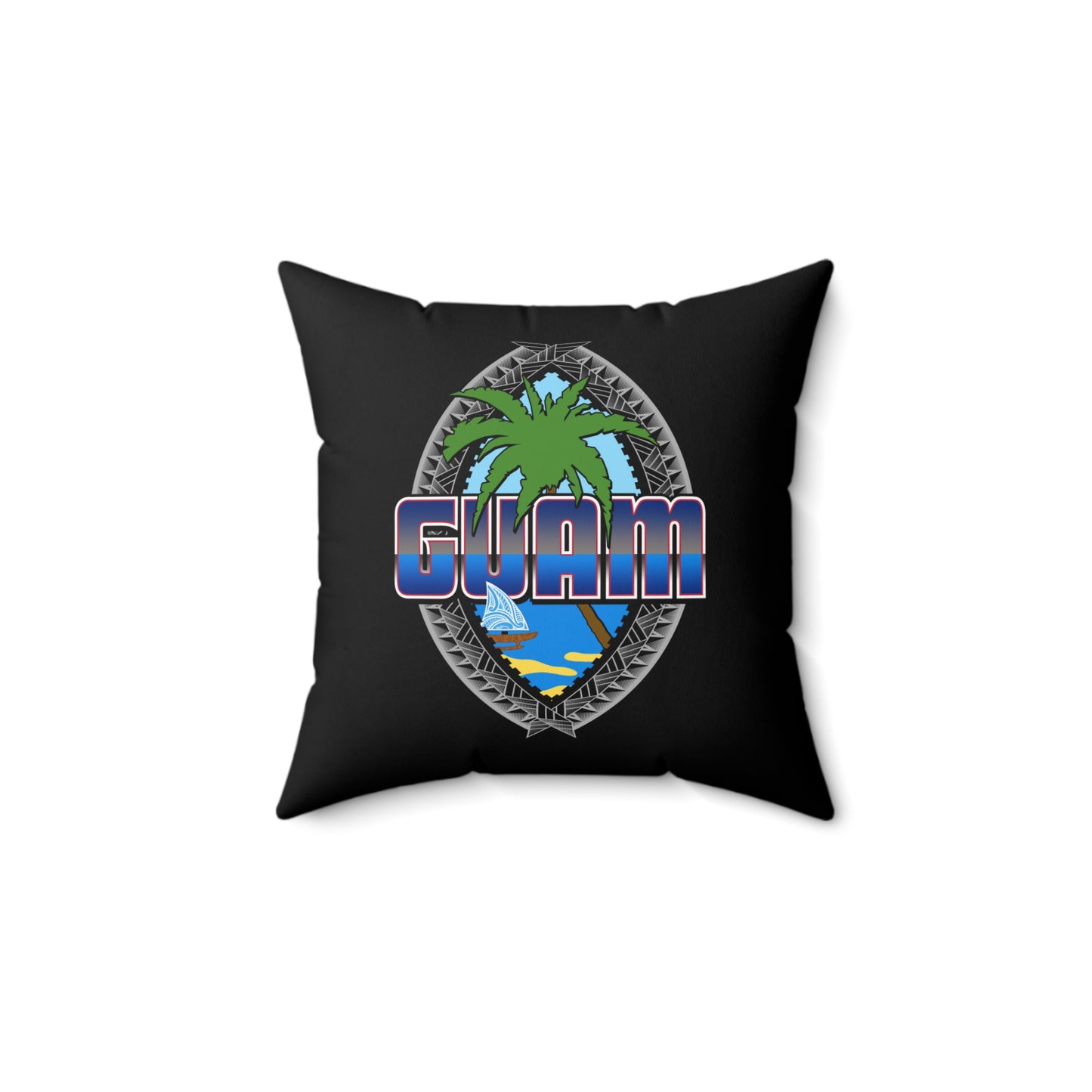 Guam Faux Suede Square Pillow Guam Seal Tribal Pillow Faux Suede