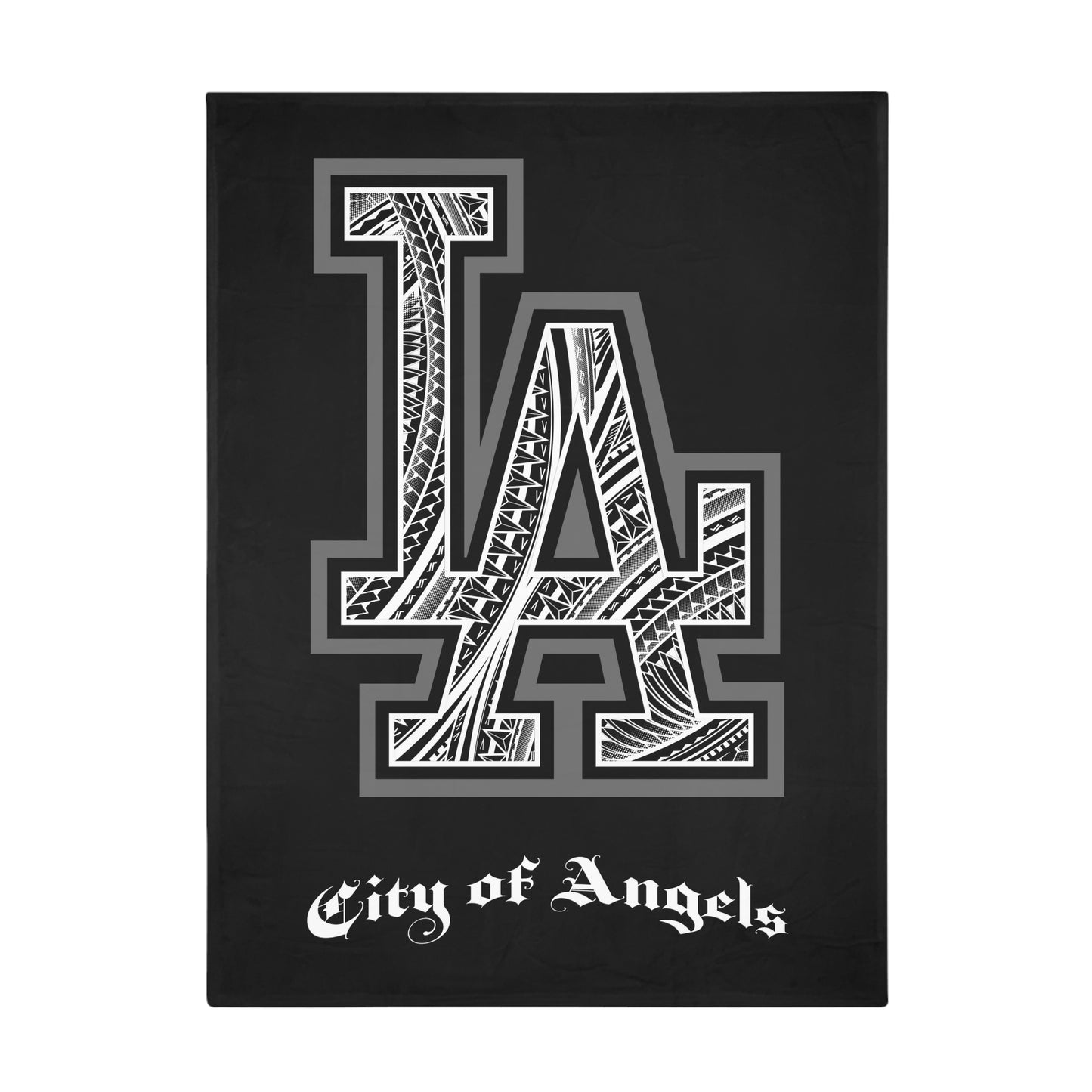 LA TRIBAL Plush Fleece Blanket, Black City of Angels, LA Tribal Turf