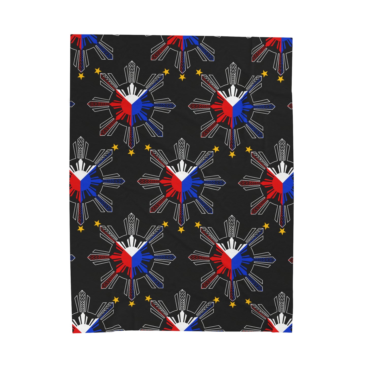FILIPINO PROVINCE TRIBAL Velveteen Plush Blanket, Black Filipino Design