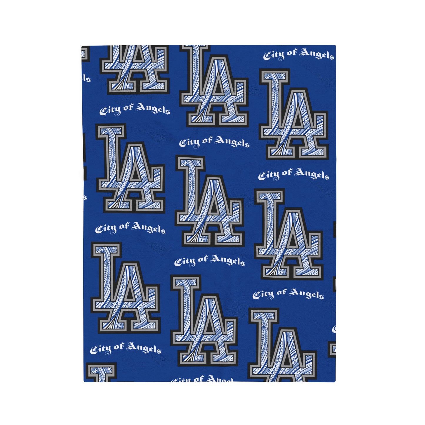 LA TRIBAL Velveteen Plush Blanket, Blue City of Angels LA Tribal