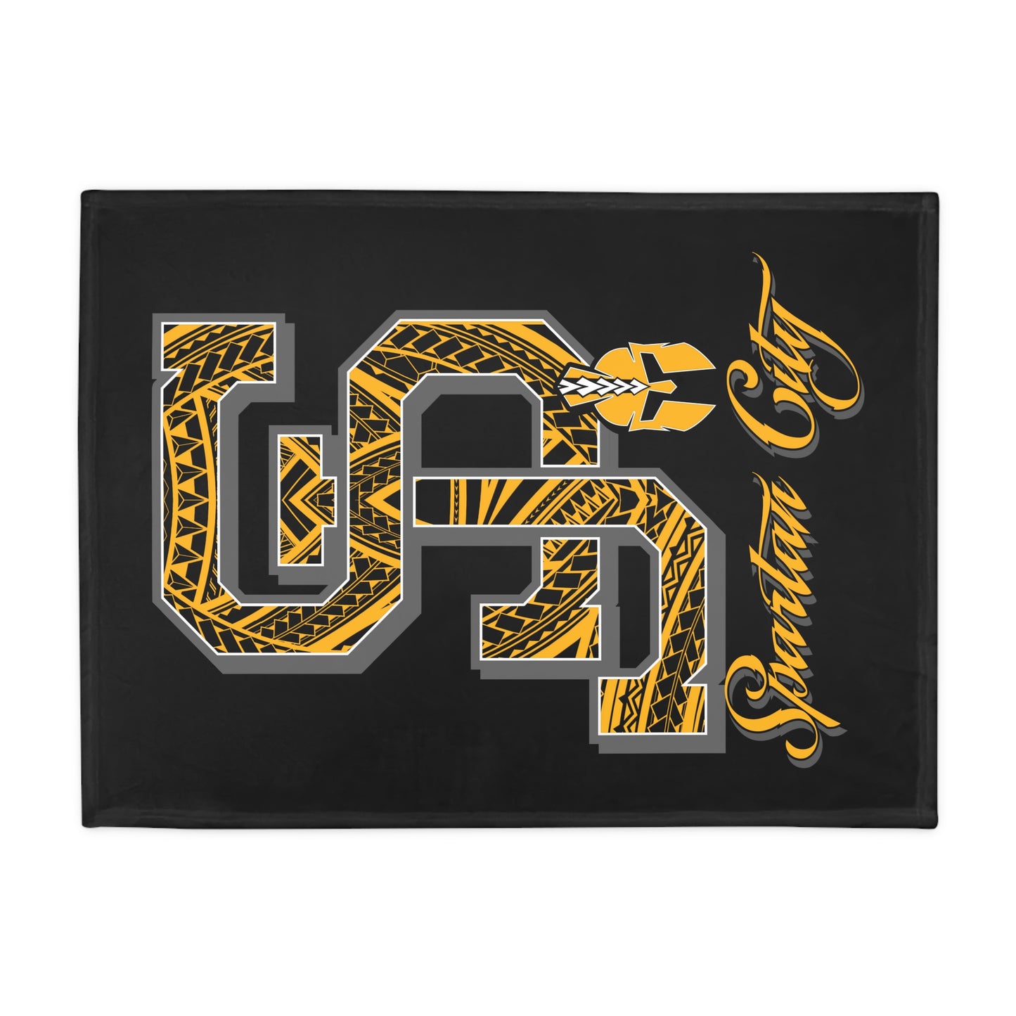 SJ SPARTAN CITY Plush Fleece Blanket, Black Custom SJ