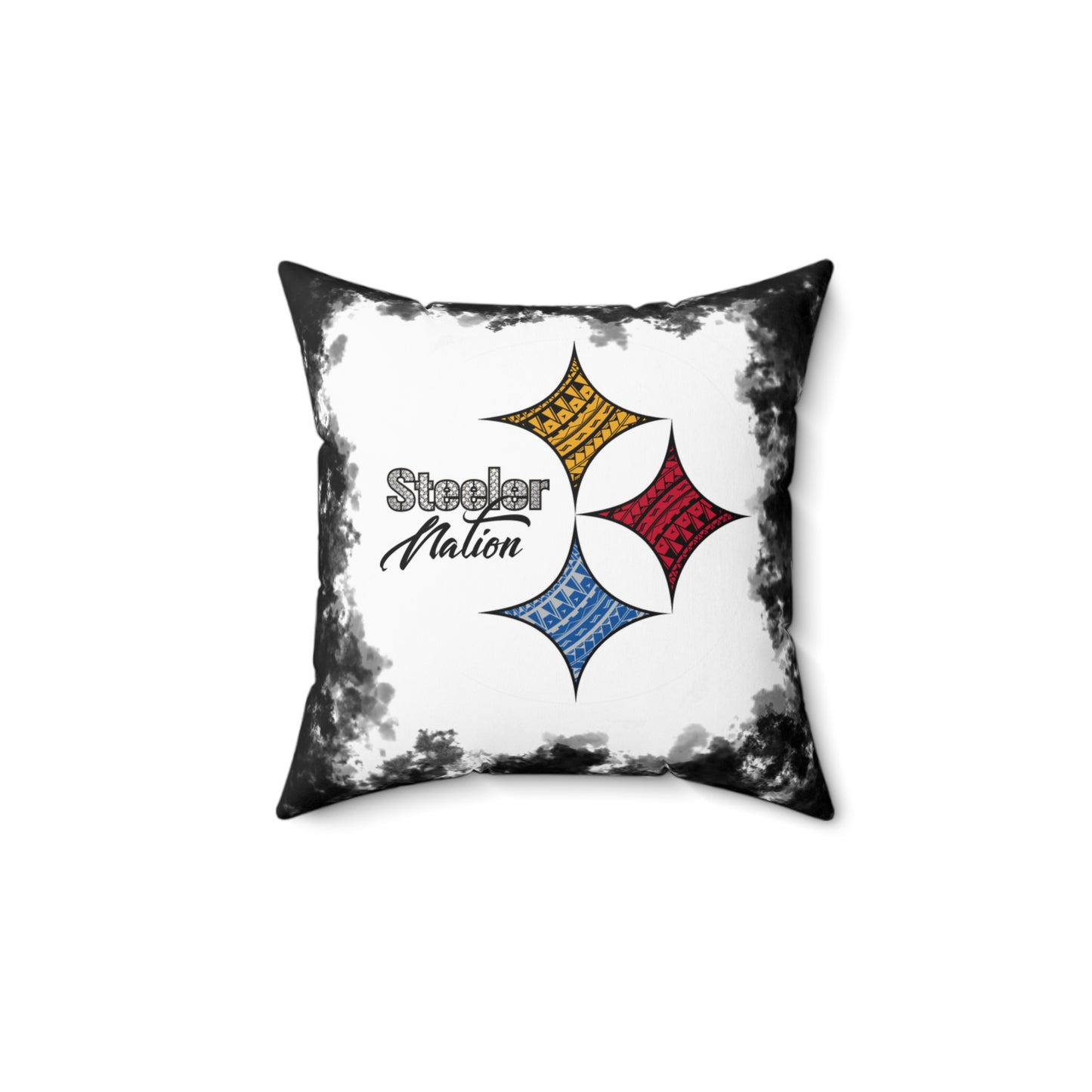 Steeler Nation Tribal Faux Suede Square Pillow Steelers Tribal Faux