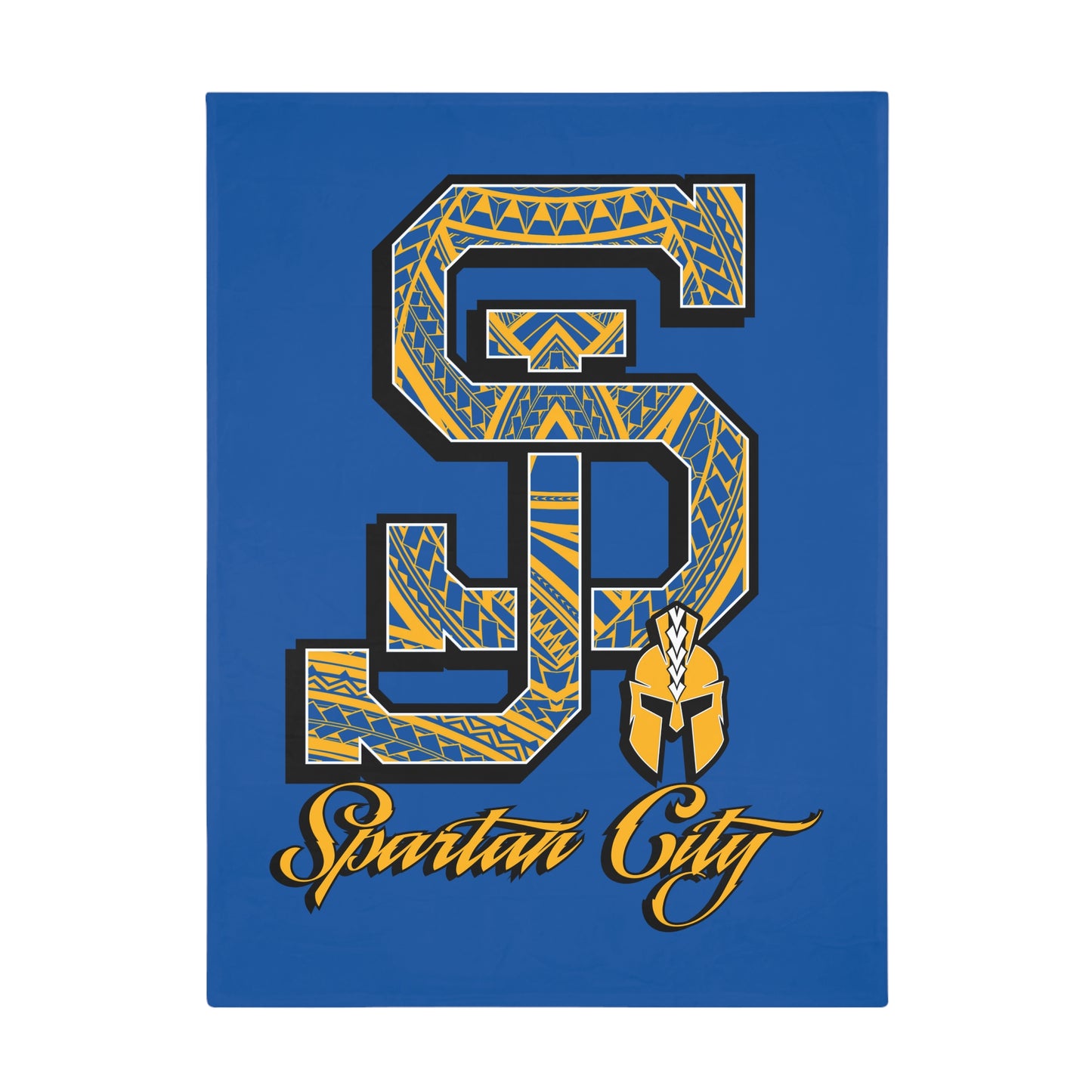 SJ SPARTAN CITY Plush Fleece Blanket, Blue Custom SJ