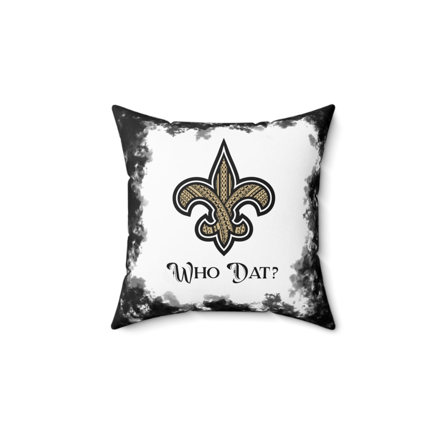 Who Dat Tribal Faux Suede Square Pillow Saints Tribal, Fan Cave Gift