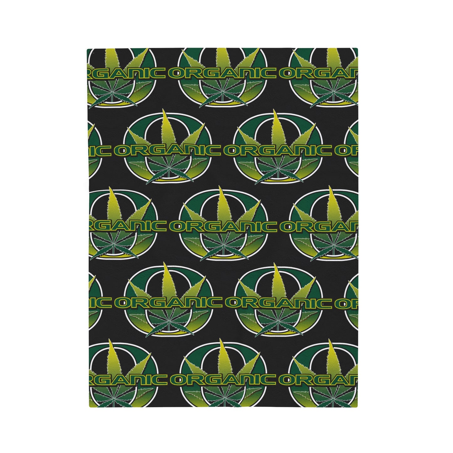 ORGANIC LEAF Velveteen Plush Blanket, Black Oregon Leaf Motif