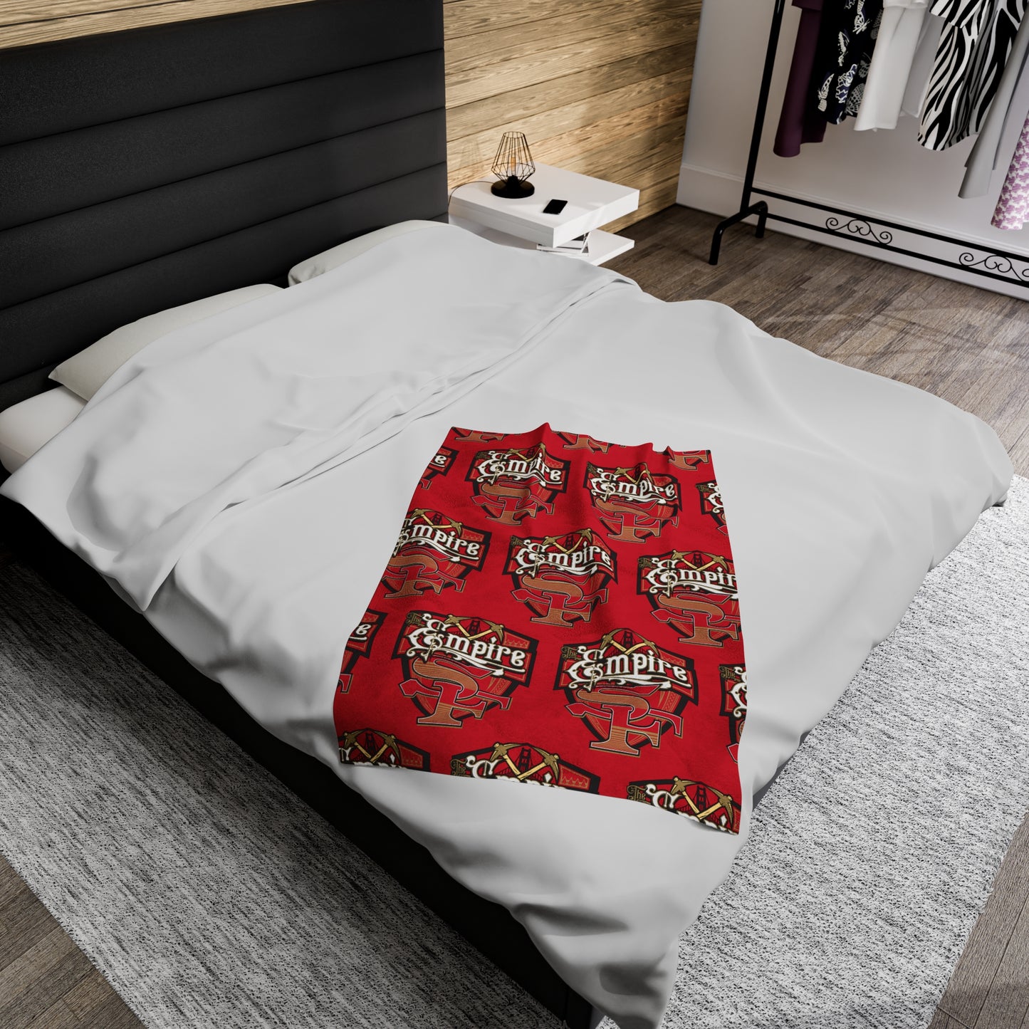 THE EMPIRE Velveteen Plush Blanket, Red Empire Niners Custom