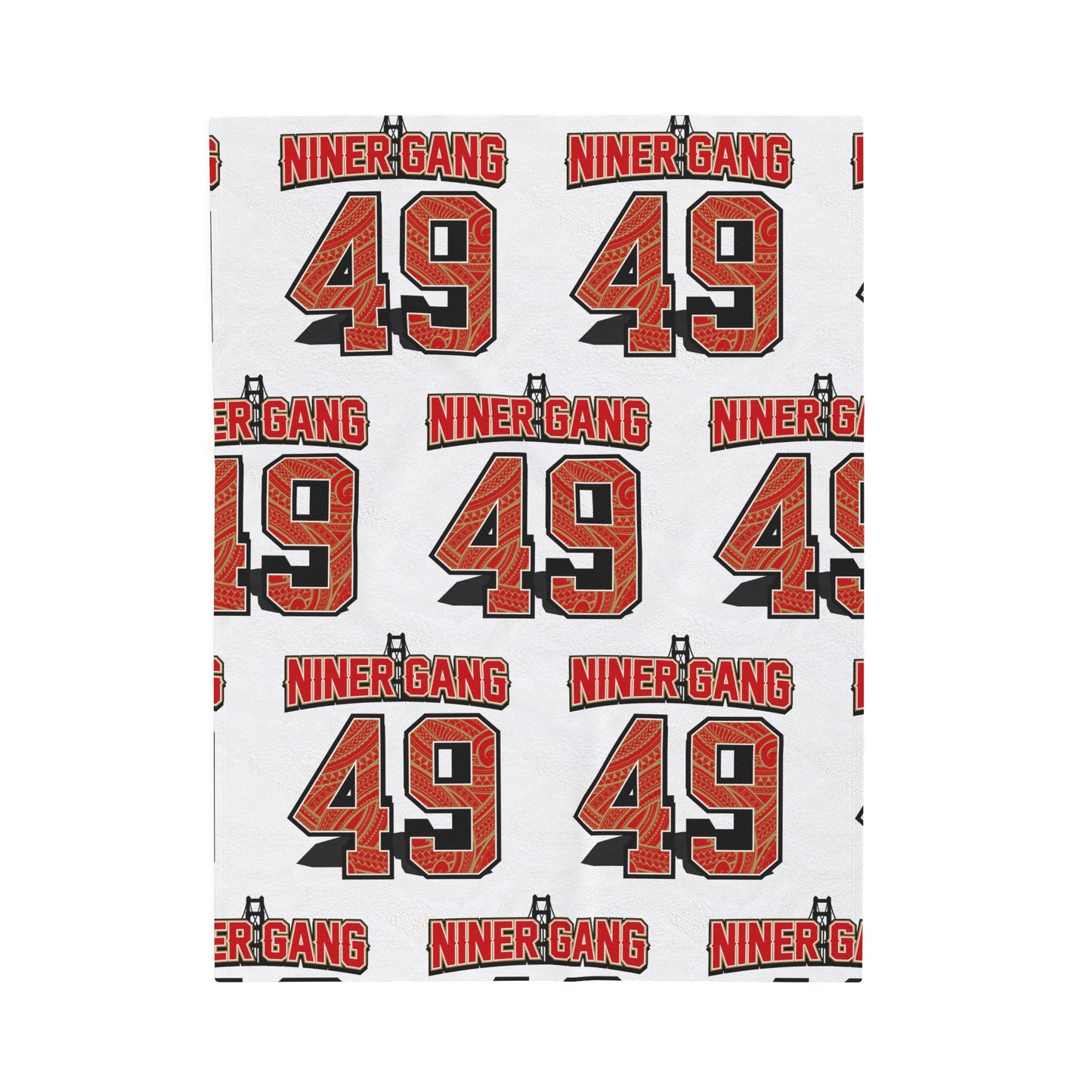 NINERGANG Velveteen Plush Blanket, White Niner Gang Design