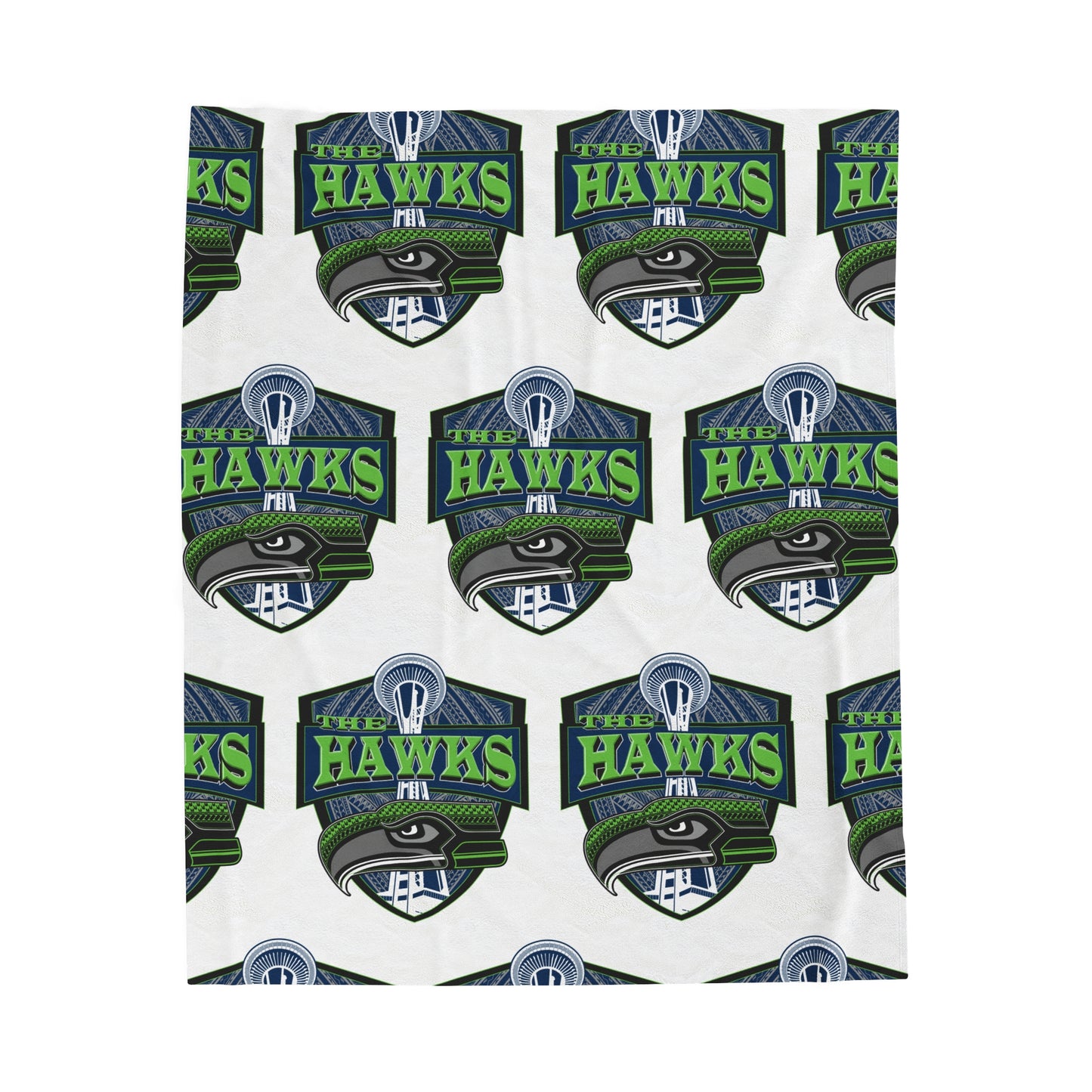 THE HAWKS Velveteen Plush Blanket, White Hawks Custom Tribal