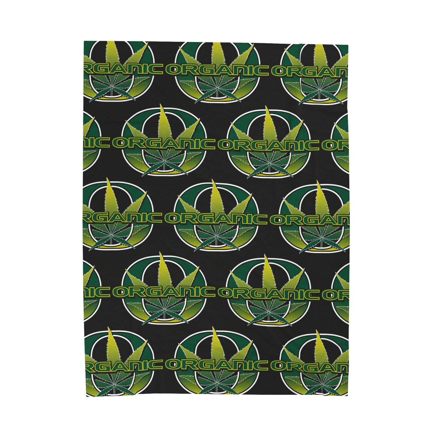 ORGANIC LEAF Velveteen Plush Blanket, Black Oregon Leaf Motif