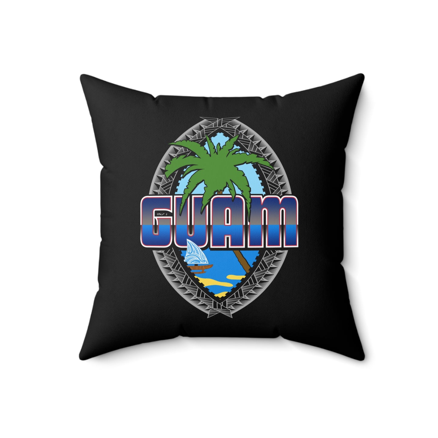 Guam Faux Suede Square Pillow Guam Seal Tribal Pillow Faux Suede