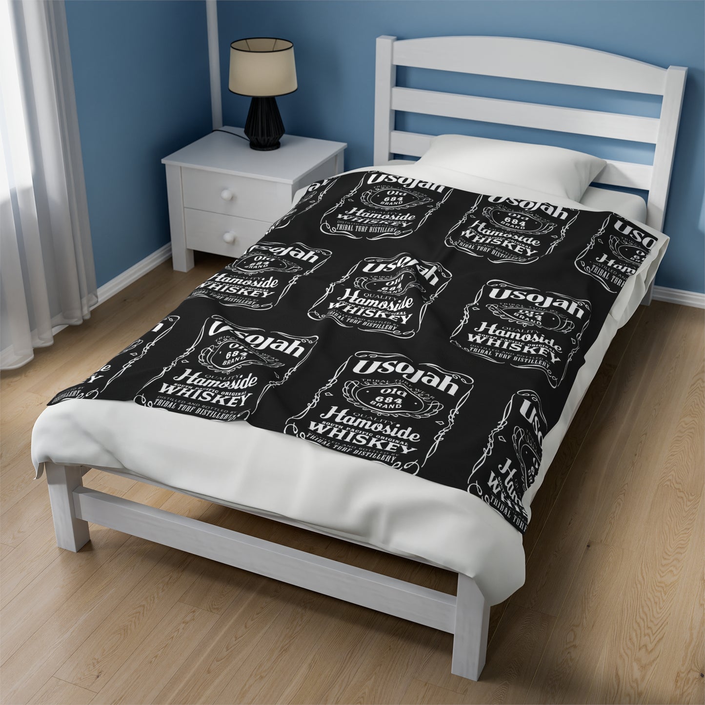 USOJAH OLD 684 Velveteen Plush Blanket, Black Samoa Whiskey