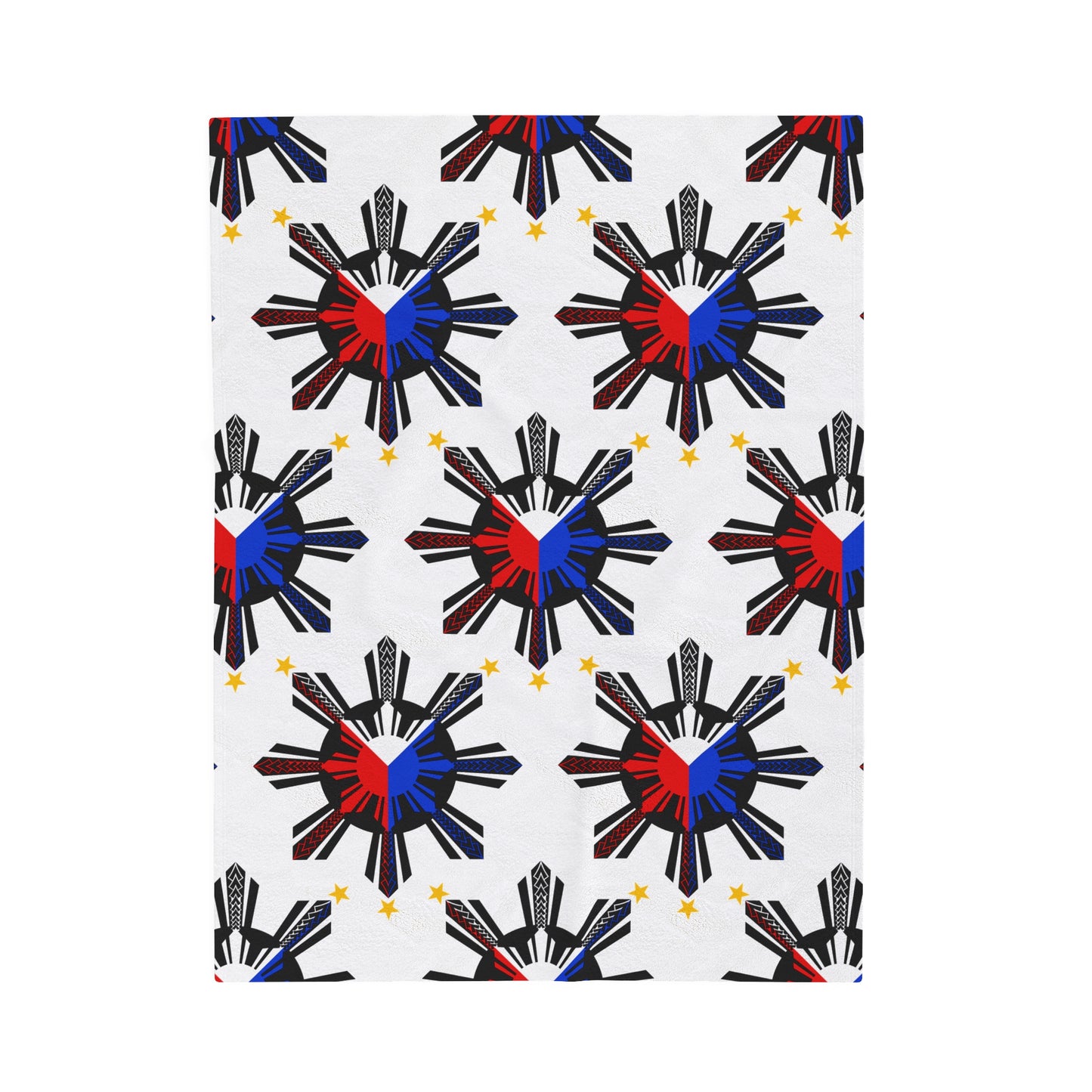 FILIPINO PROVINCE TRIBAL Velveteen Plush Blanket, White Filipino Design