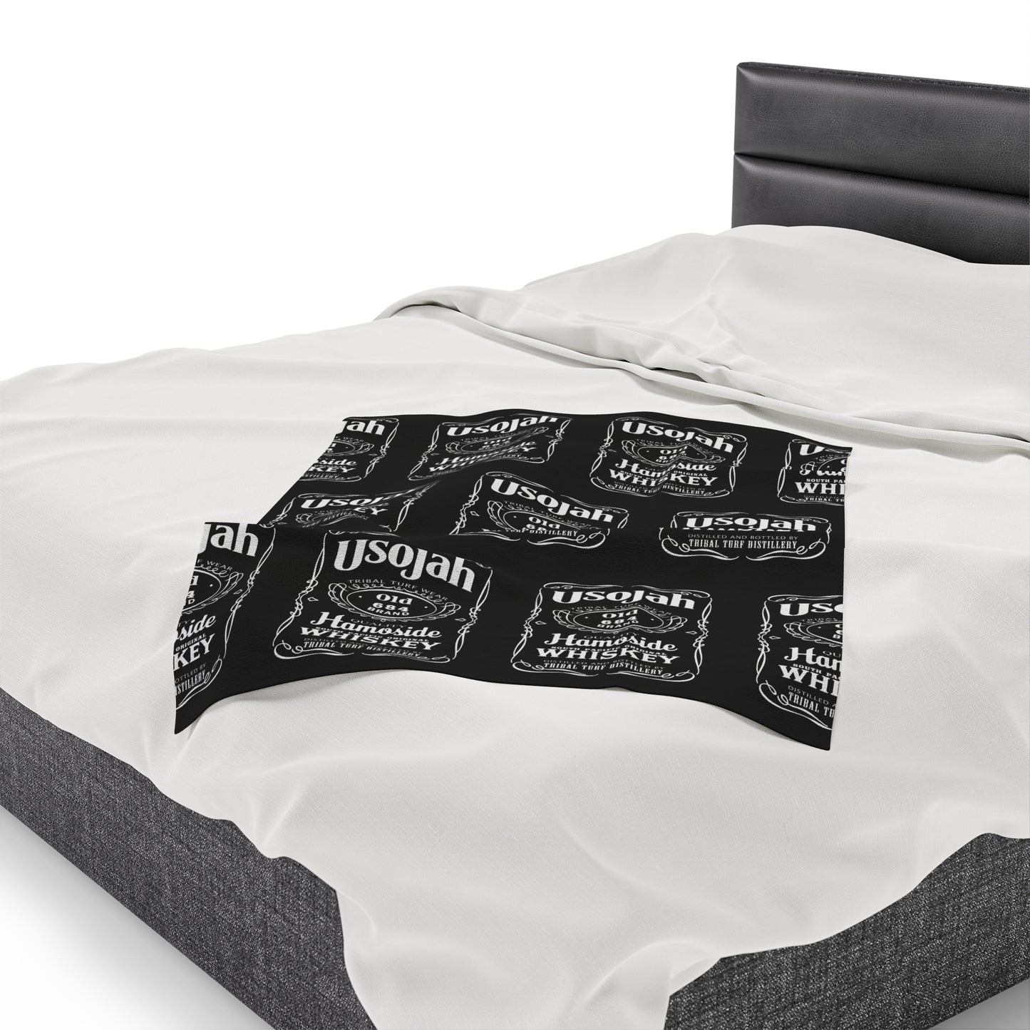 USOJAH OLD 684 Velveteen Plush Blanket, Black Samoa Whiskey