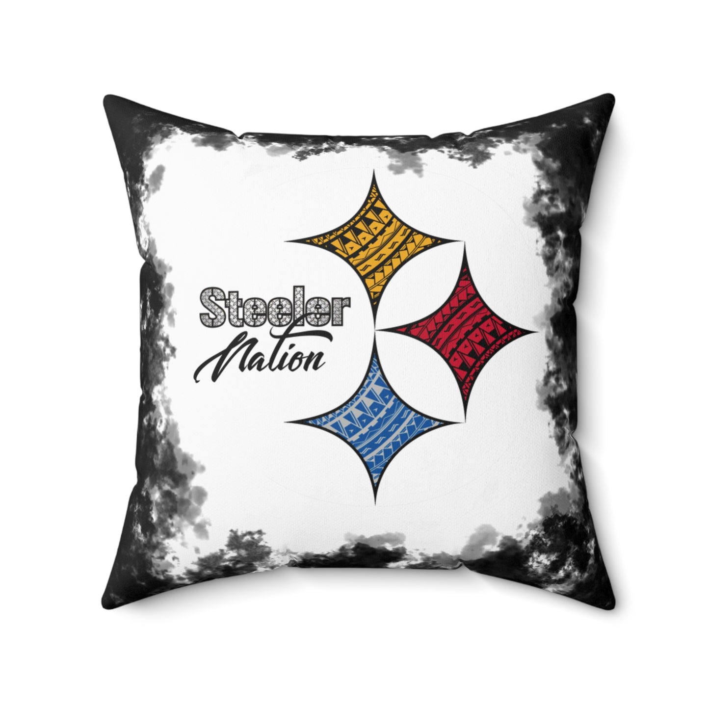 Steeler Nation Tribal Faux Suede Square Pillow Steelers Tribal Faux