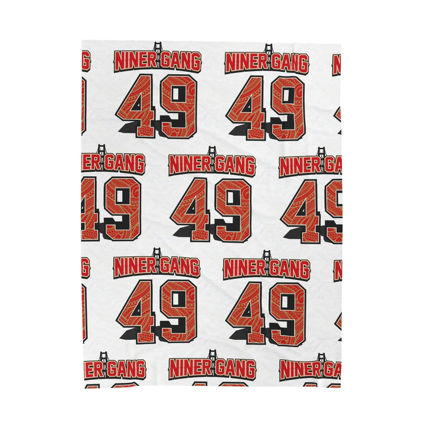 NINERGANG Velveteen Plush Blanket, White Niner Gang Design