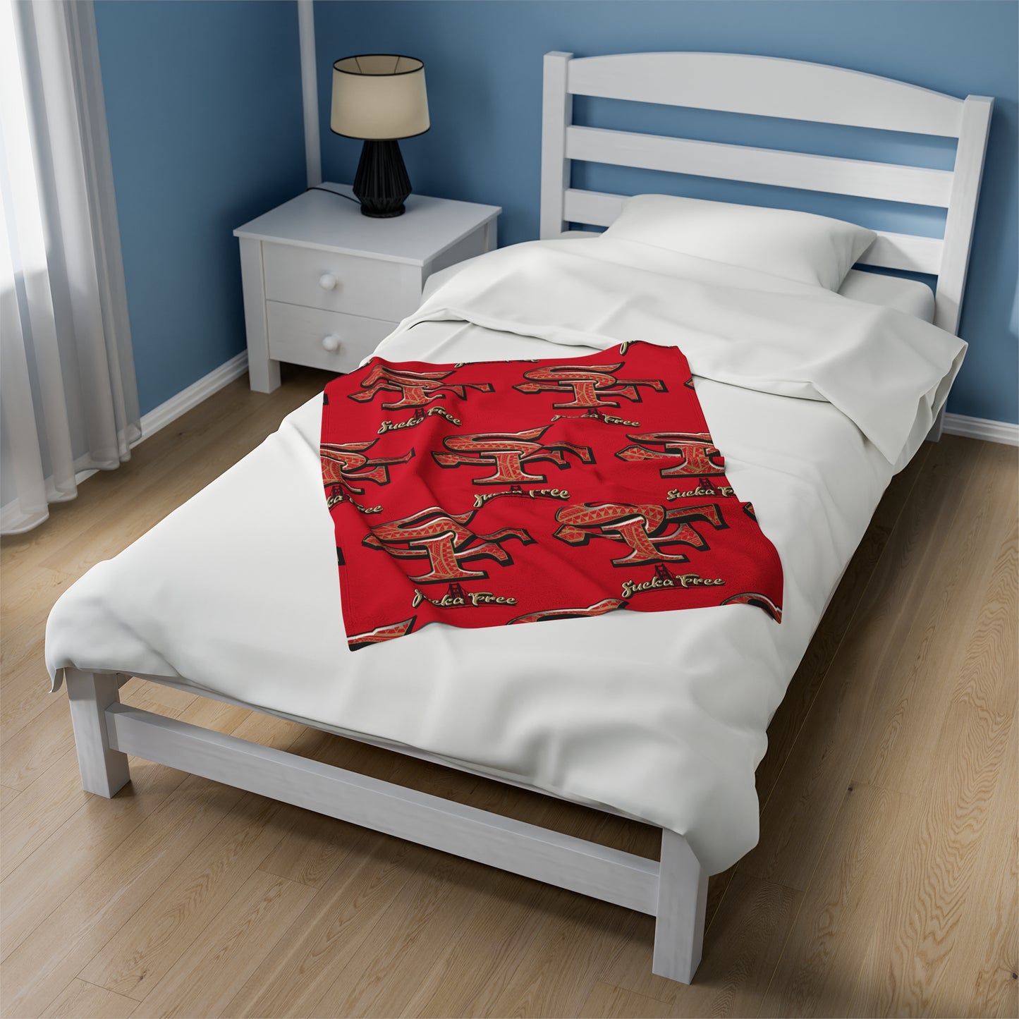 SF SUCKA FREE Velveteen Plush Blanket, Red Urban SF Tribal