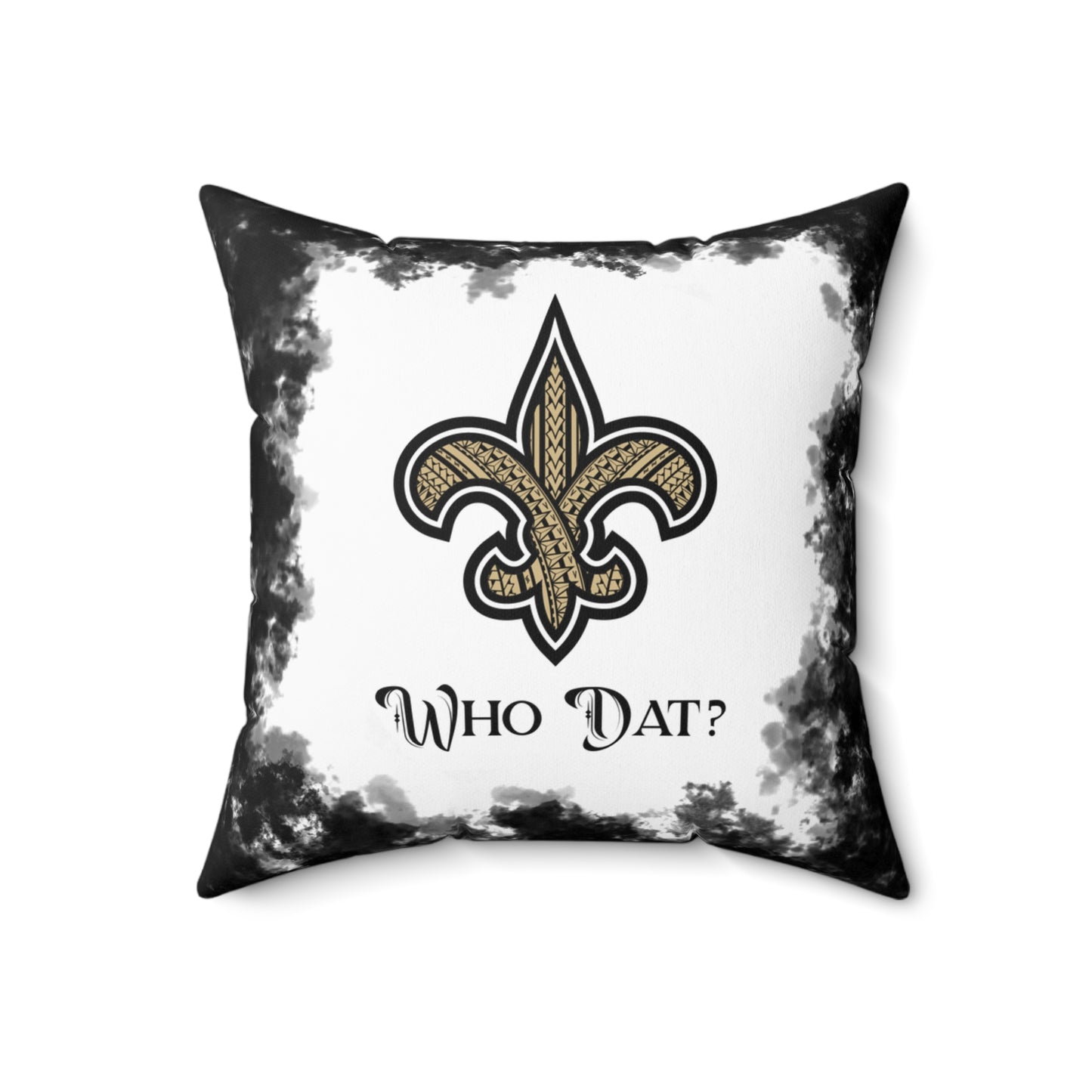 Who Dat Tribal Faux Suede Square Pillow Saints Tribal, Fan Cave Gift