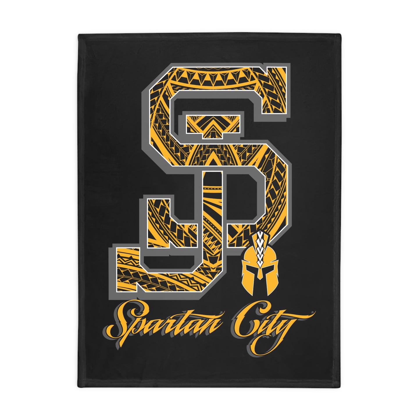 SJ SPARTAN CITY Plush Fleece Blanket, Black Custom SJ
