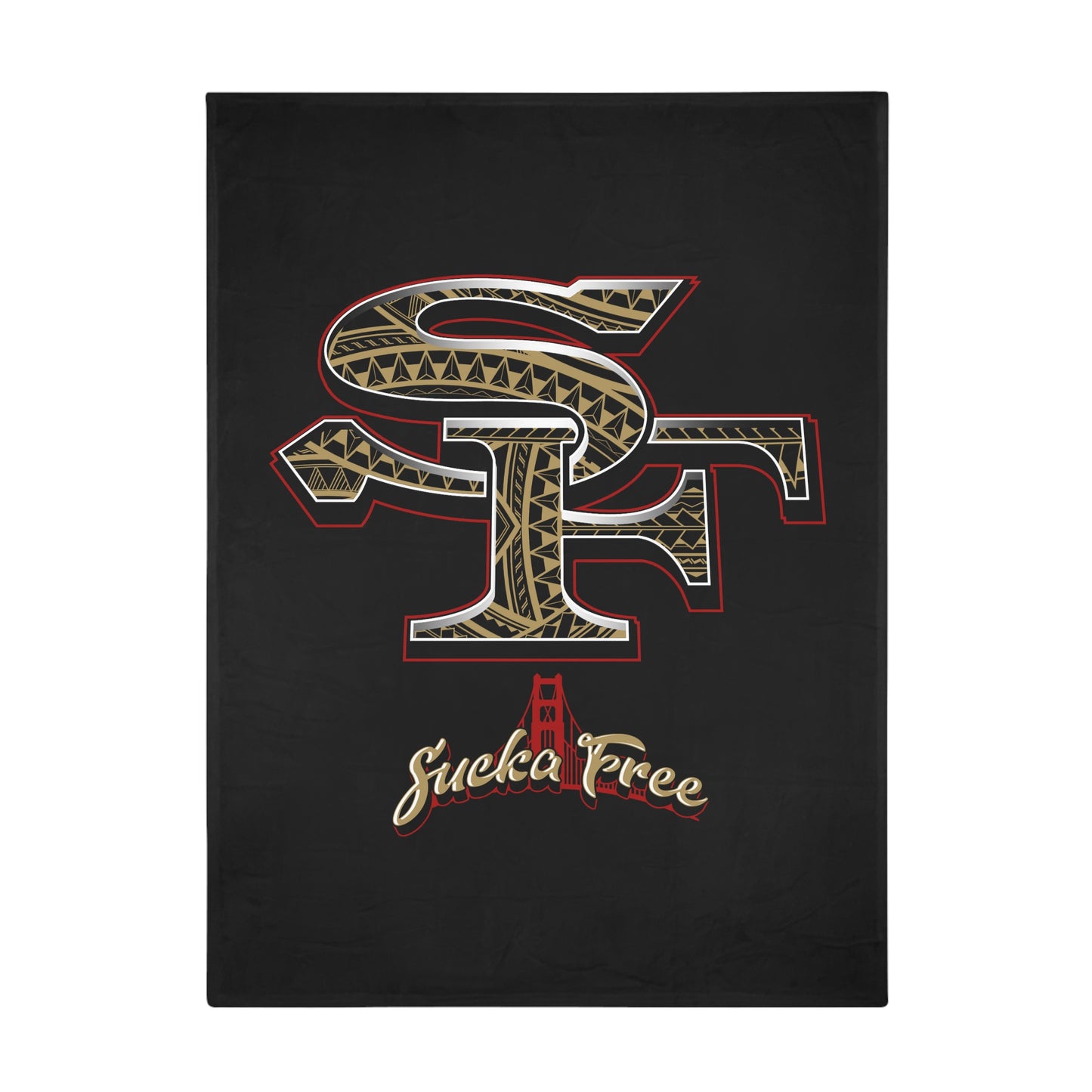 SF SUCKA FREE Plush Fleece Blanket, Black SF Urban Tribal Turf