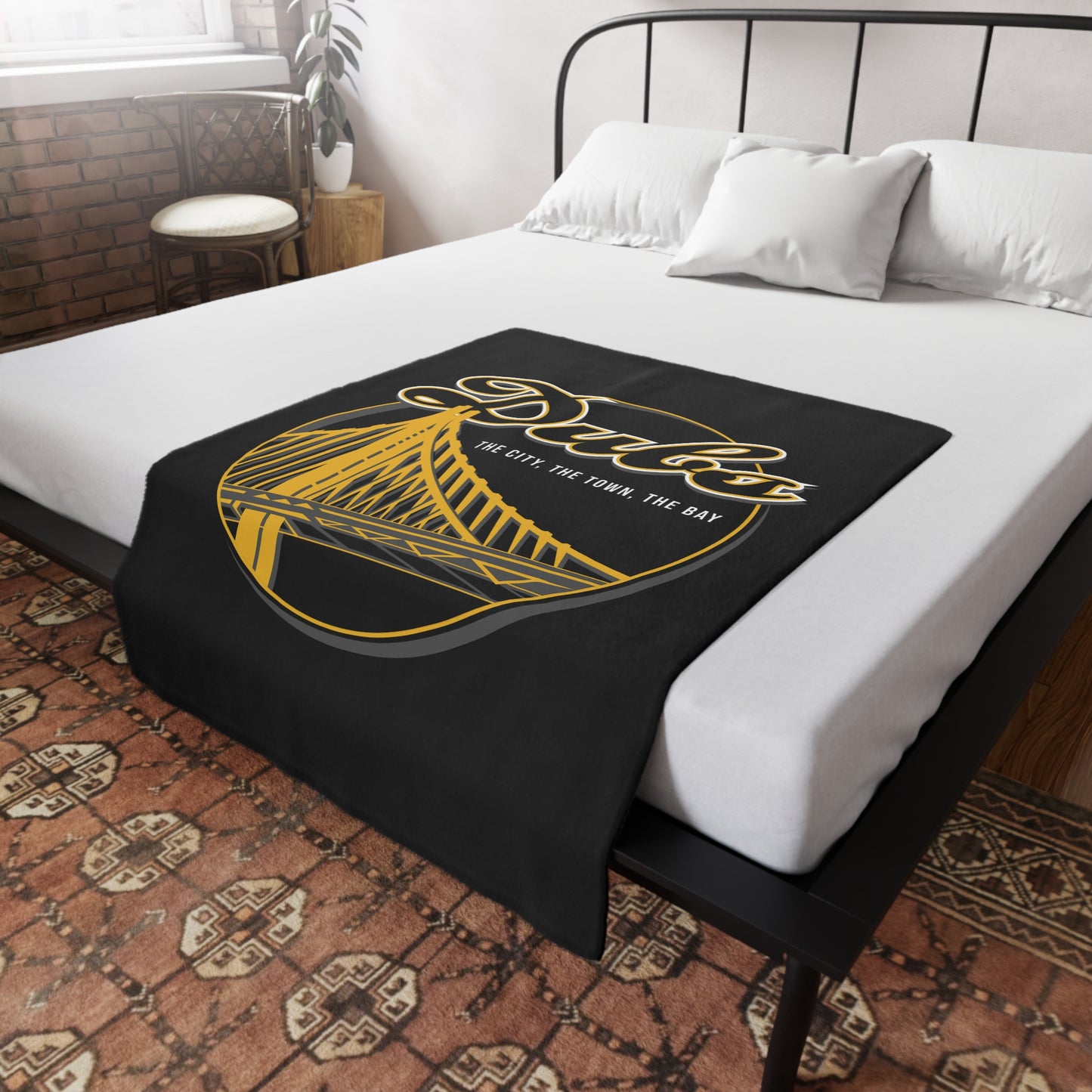 DUBS Plush Fleece Blanket, Black Bridge Tribal Design Bay Area