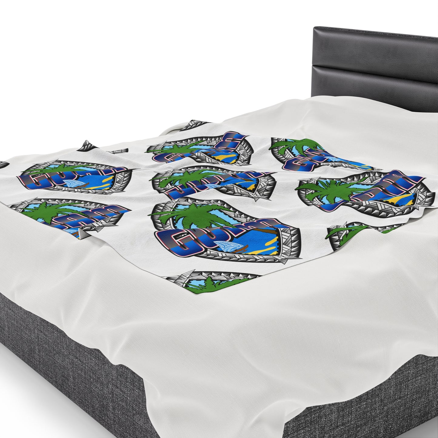 GUAM TRIBAL SEAL Velveteen Plush Blanket, White Custom Guam Seal