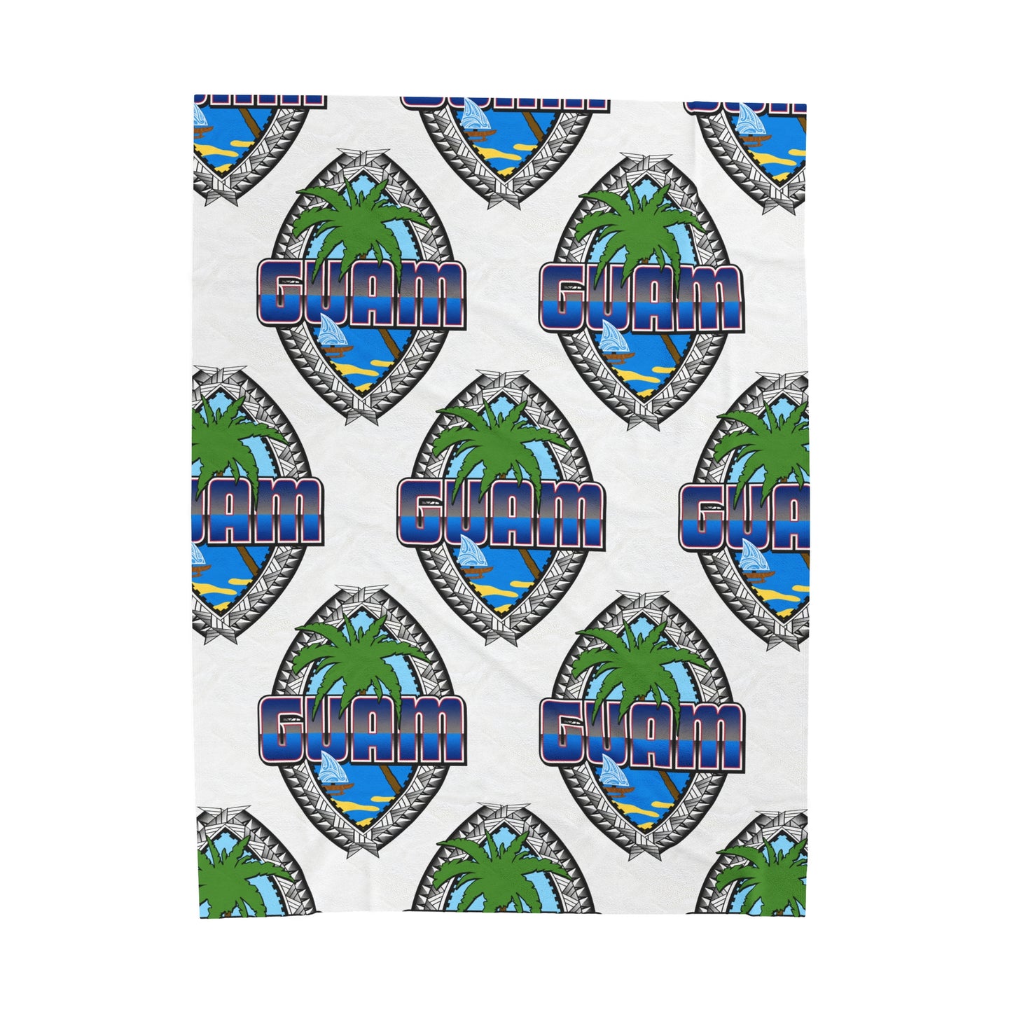 GUAM TRIBAL SEAL Velveteen Plush Blanket, White Custom Guam Seal