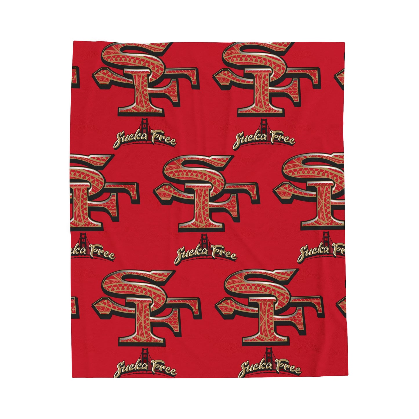 SF SUCKA FREE Velveteen Plush Blanket, Red Urban SF Tribal