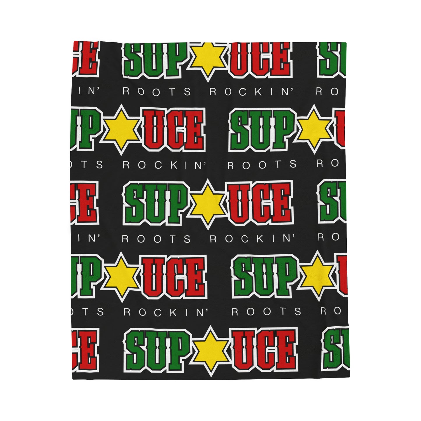 SUP UCE ROOTS Velveteen Plush Blanket, Black Sup Uce Reggae Colors