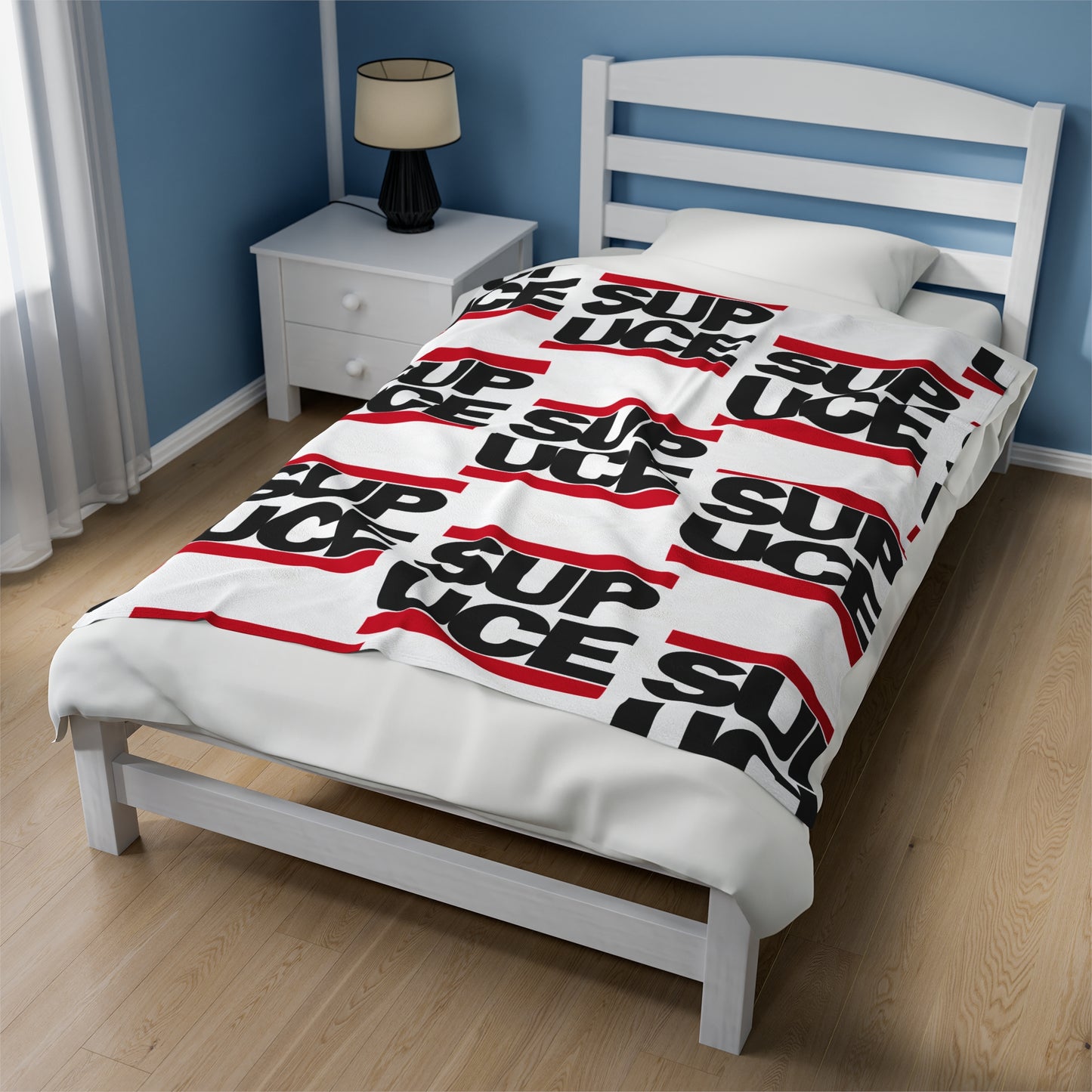 SUP UCE Velveteen Plush Blanket, White Hip Hop Homage Design