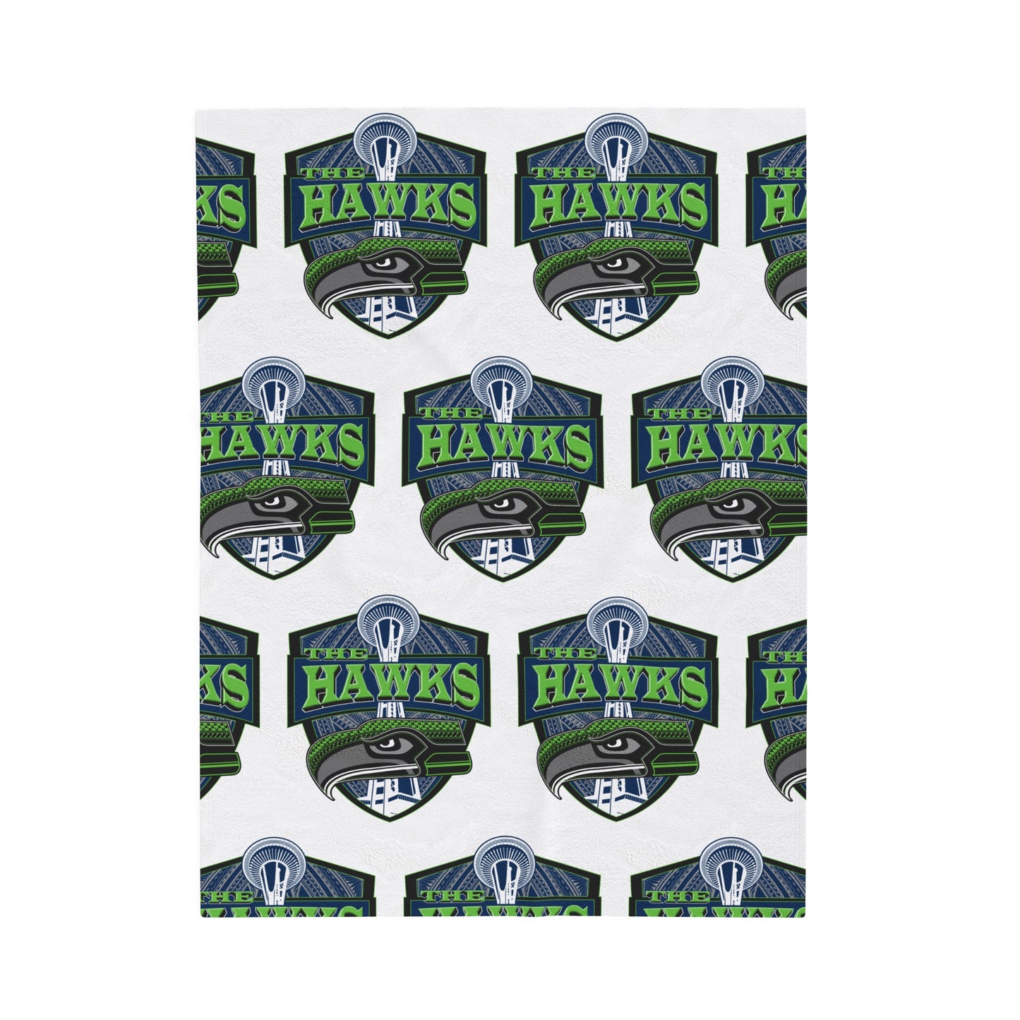 THE HAWKS Velveteen Plush Blanket, White Hawks Custom Tribal