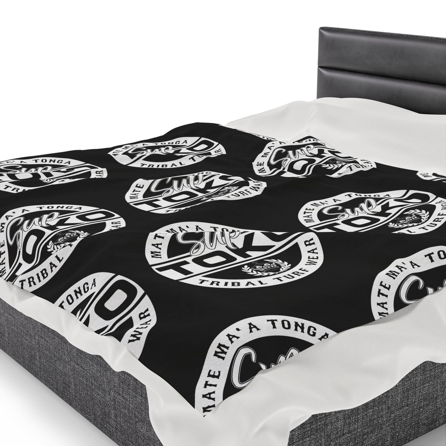 SUP TOKO TTW Velveteen Plush Blanket, Black Tribal Turf Wear Design