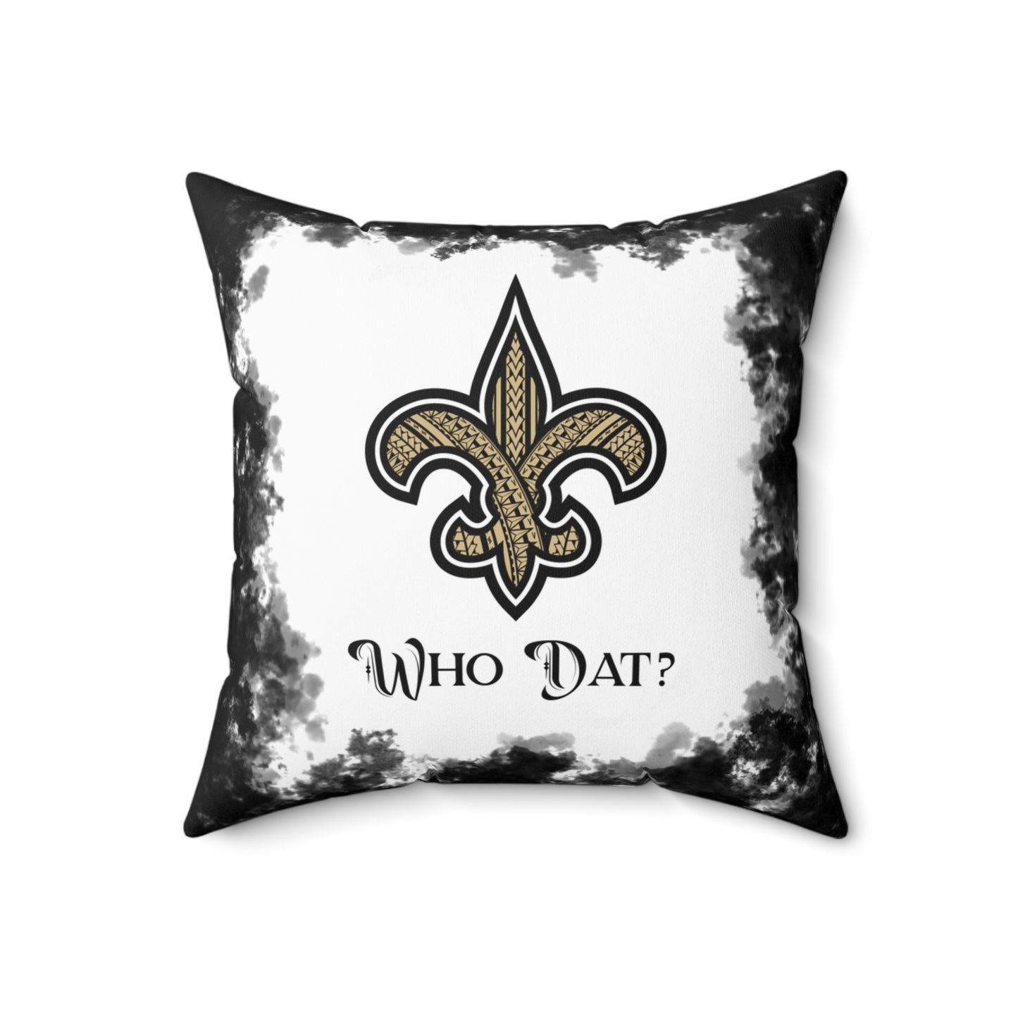 Who Dat Tribal Faux Suede Square Pillow Saints Tribal, Fan Cave Gift