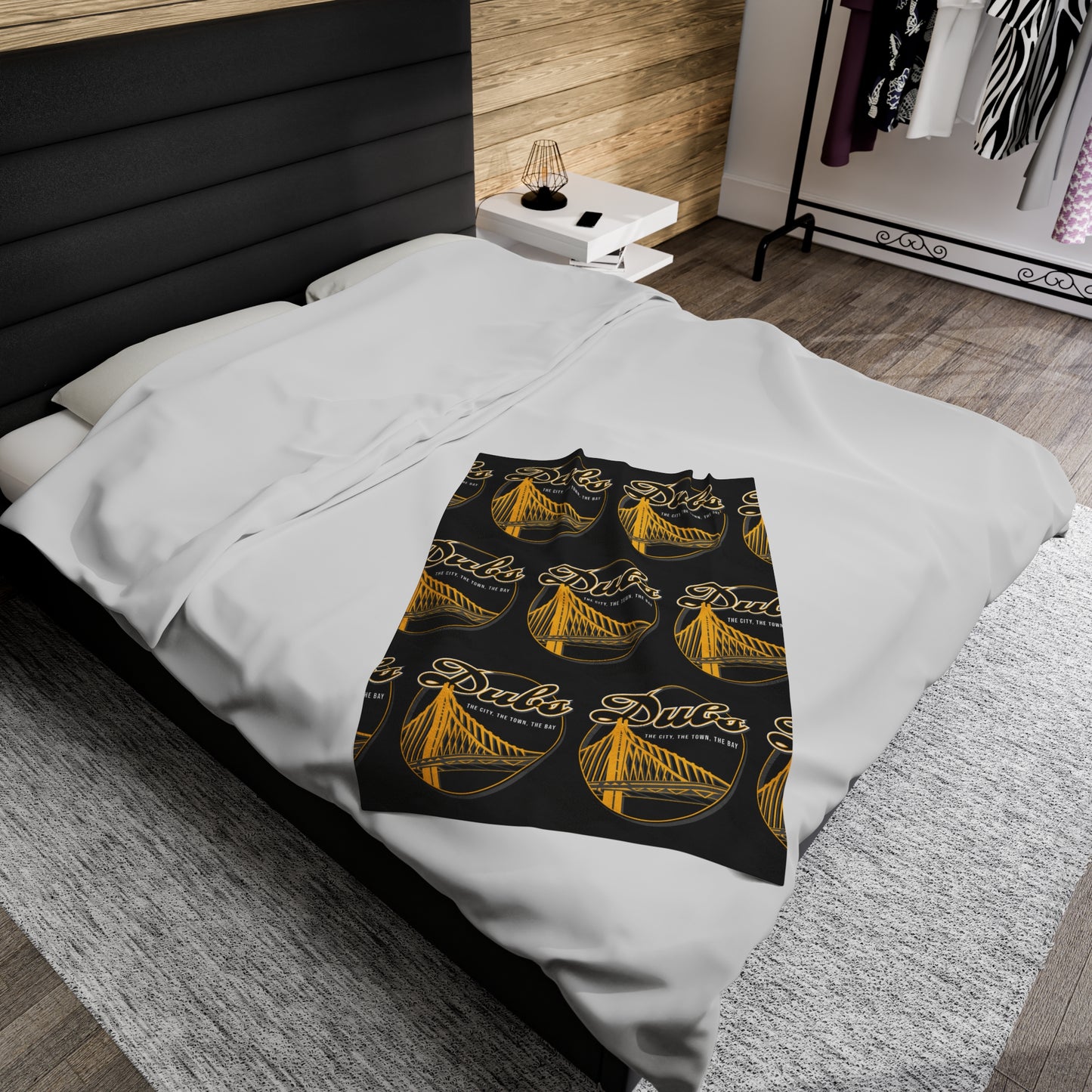 DUBS Velveteen Plush Blanket, Black Bay Area Dubs Custom Bridge