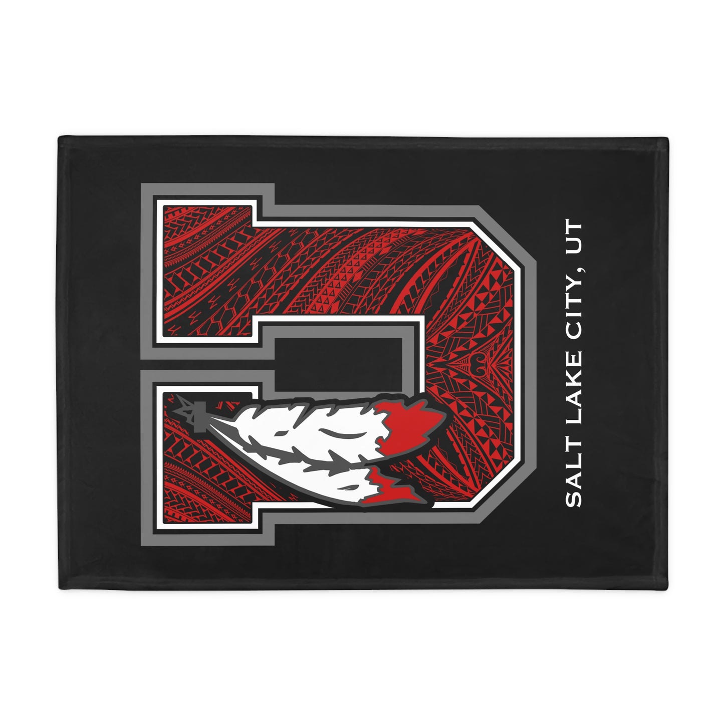UTES TRIBAL Plush Fleece Blanket, Black Utes Blackout Design