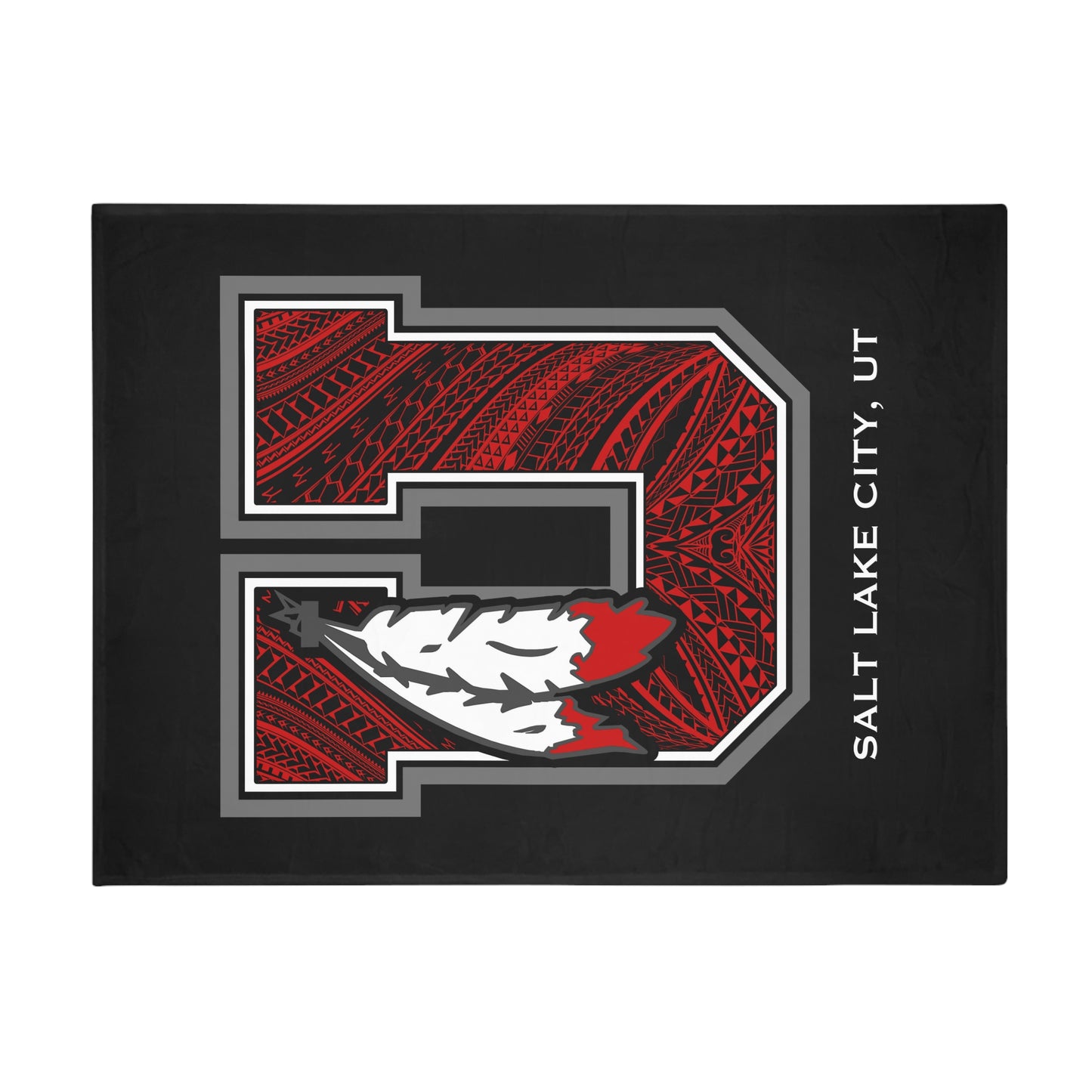 UTES TRIBAL Plush Fleece Blanket, Black Utes Blackout Design