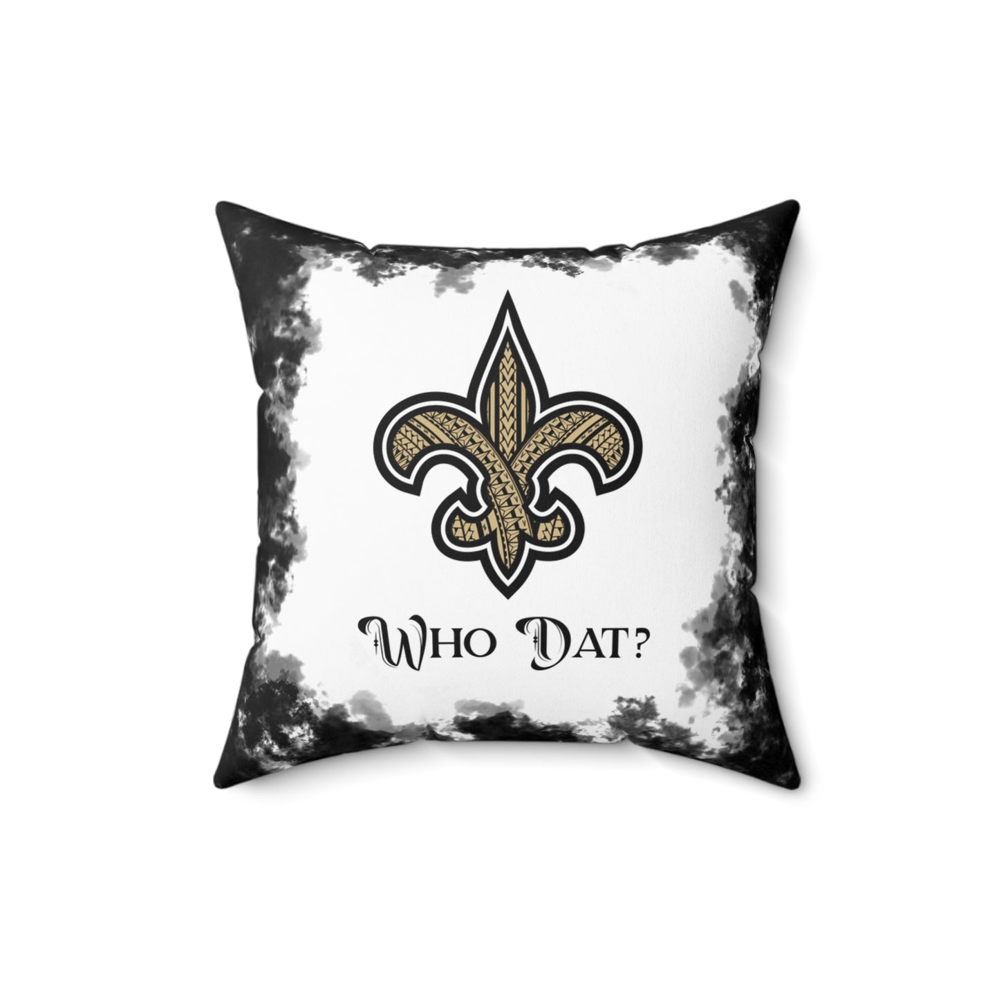 Who Dat Tribal Faux Suede Square Pillow Saints Tribal, Fan Cave Gift