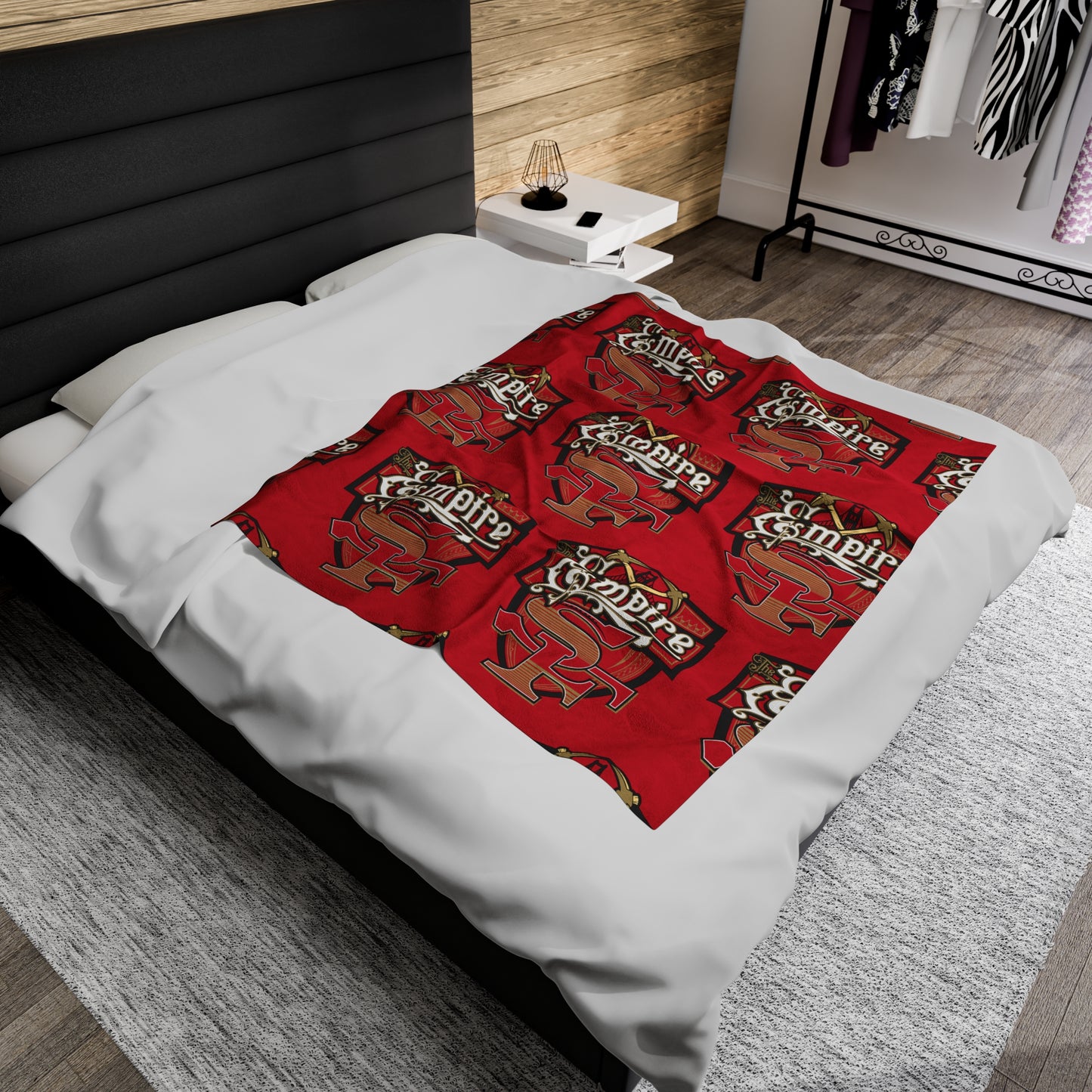 THE EMPIRE Velveteen Plush Blanket, Red Empire Niners Custom